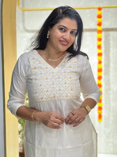 Embroidery Detailed Banarasi Chanderi Kurta Material | DN758