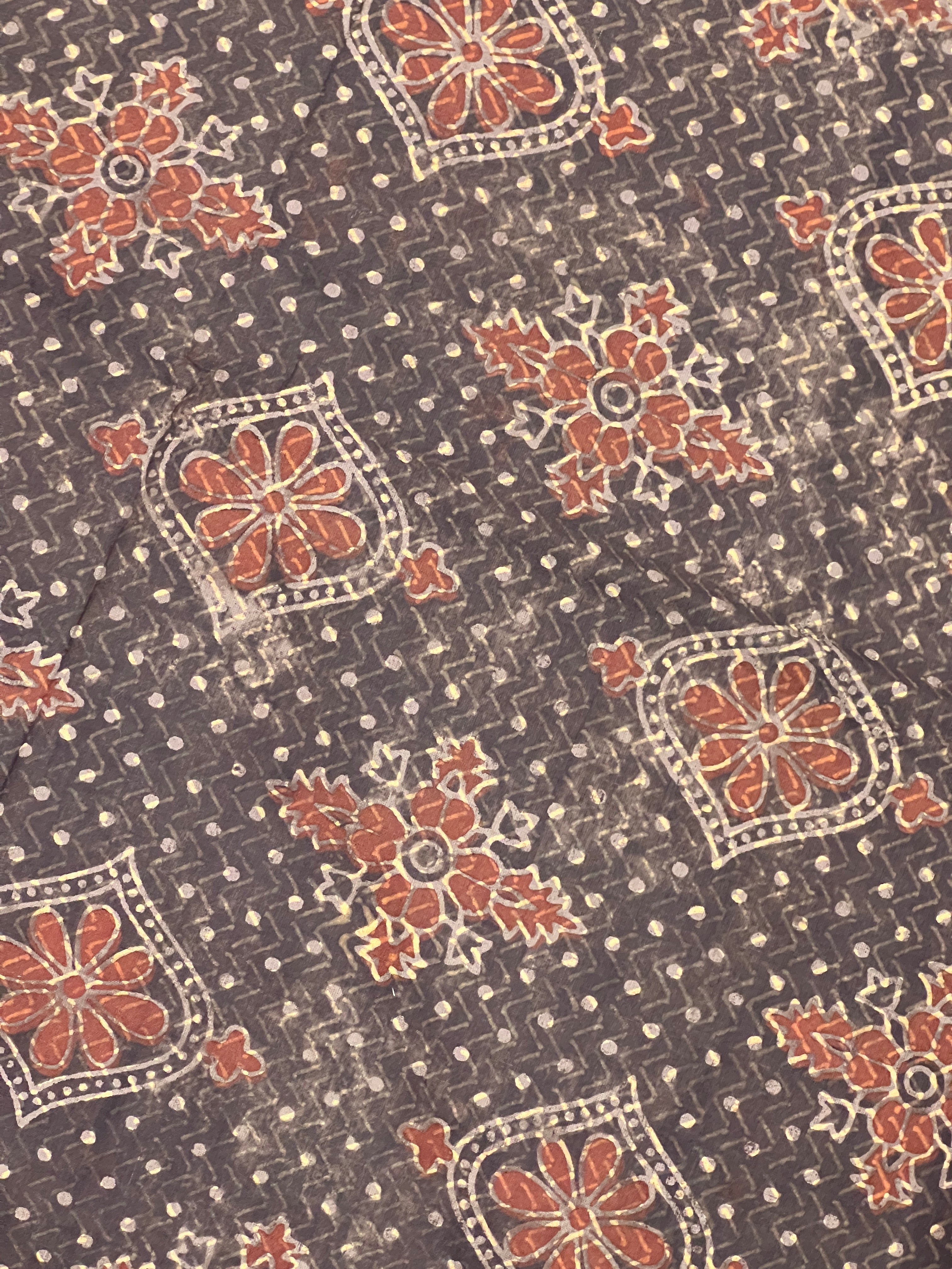 Ajrakh Pattern Printed Cotton Saree | VFC632