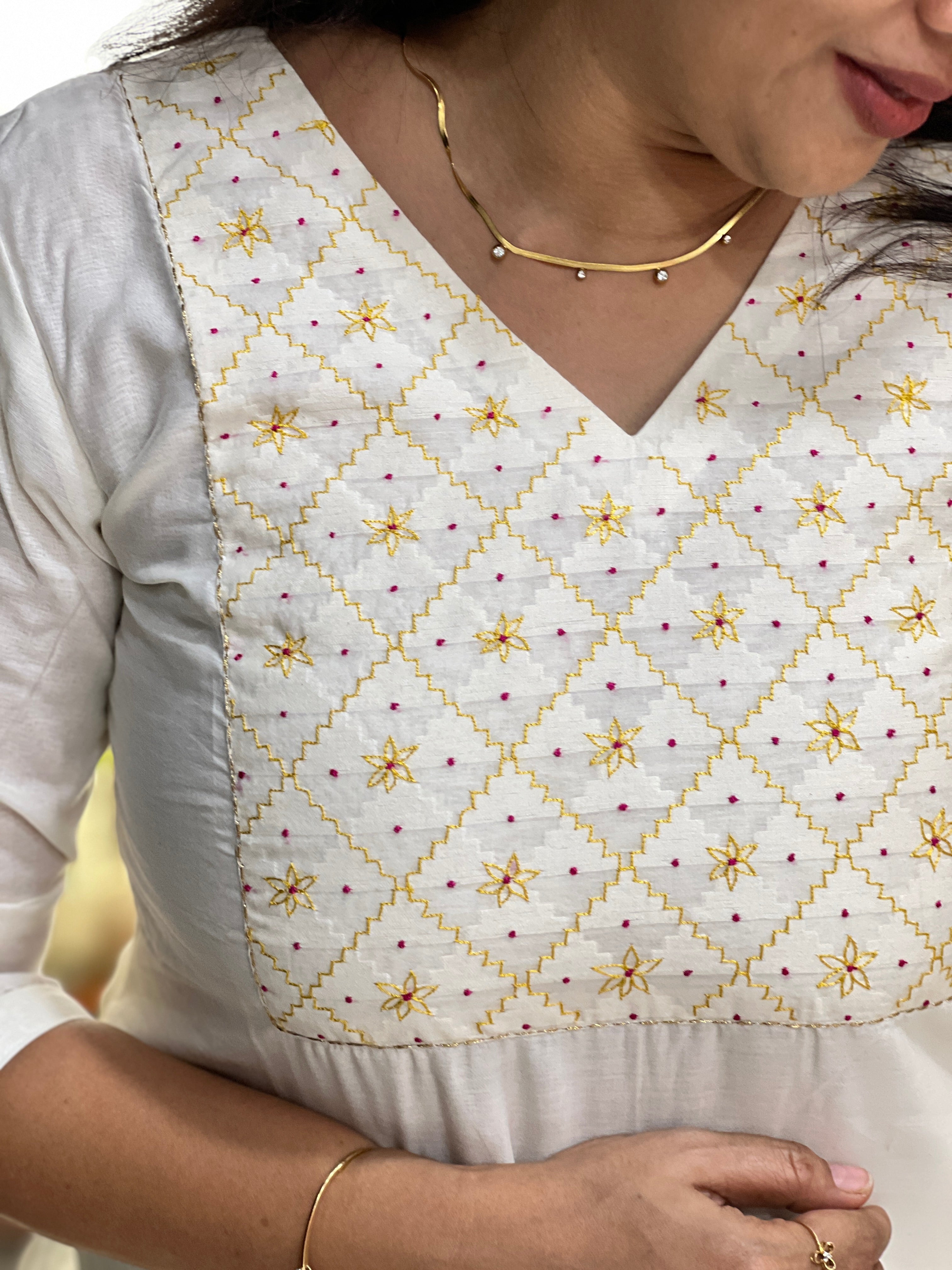 Embroidery Detailed Banarasi Chanderi Kurta Material | DN758