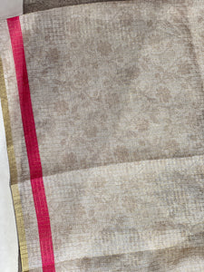 Floral Printed Tissue Check Kota Saree | SSN158