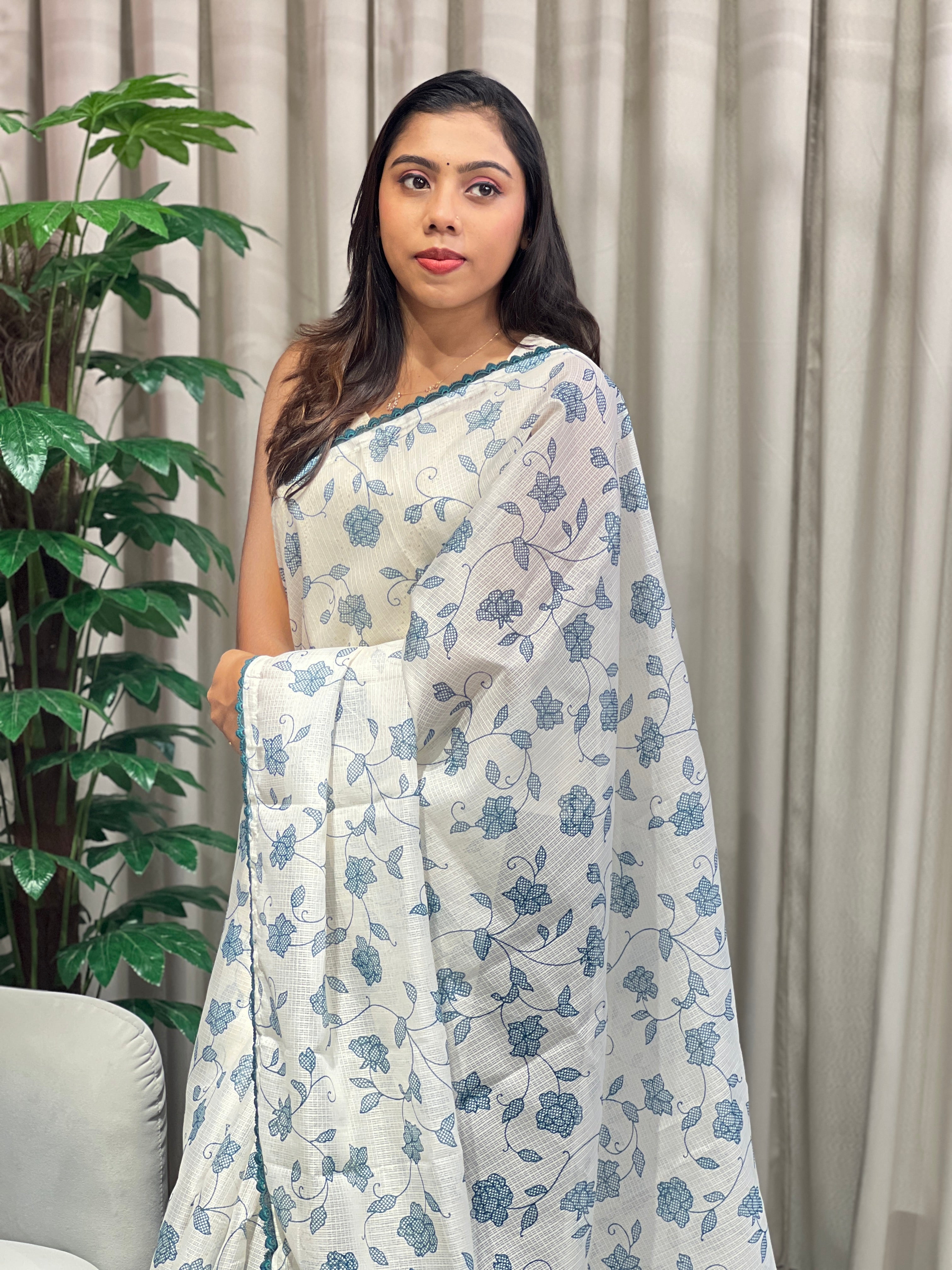 Floral Jaal Embroidery Detailed Kota Saree | HT309