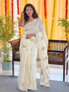 Thread & Zari Woven Floral Patterned Traditional Jamdani Saree | KAC204