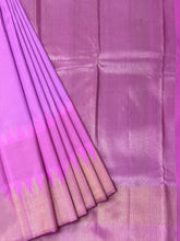 Lilac Colour Zari Weaved Temple Border Kanchipuram Saree | AK108