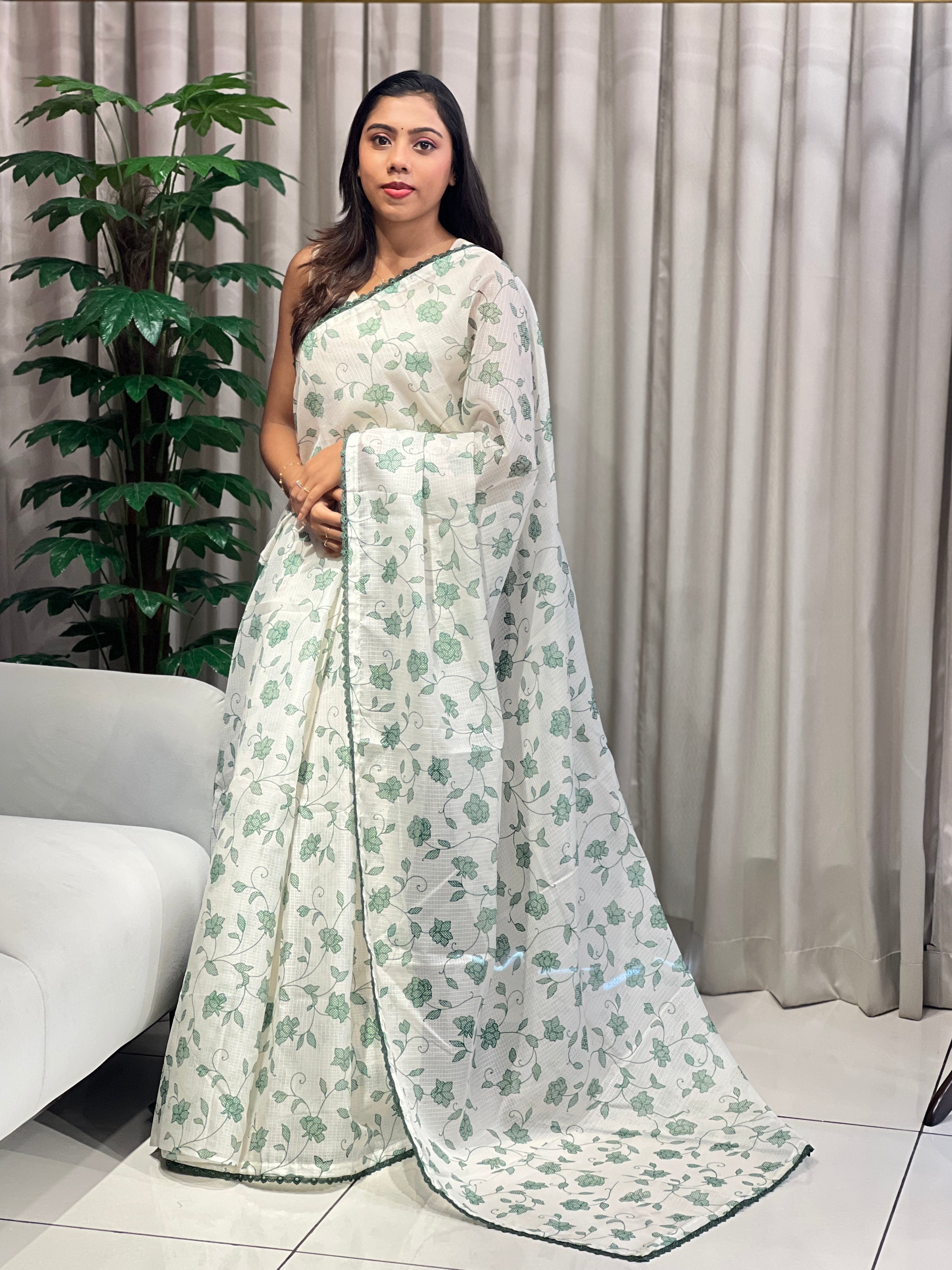 Floral Jaal Embroidery Detailed Kota Saree | HT310