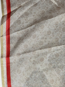 Floral Printed Tissue Check Kota Saree | SSN157