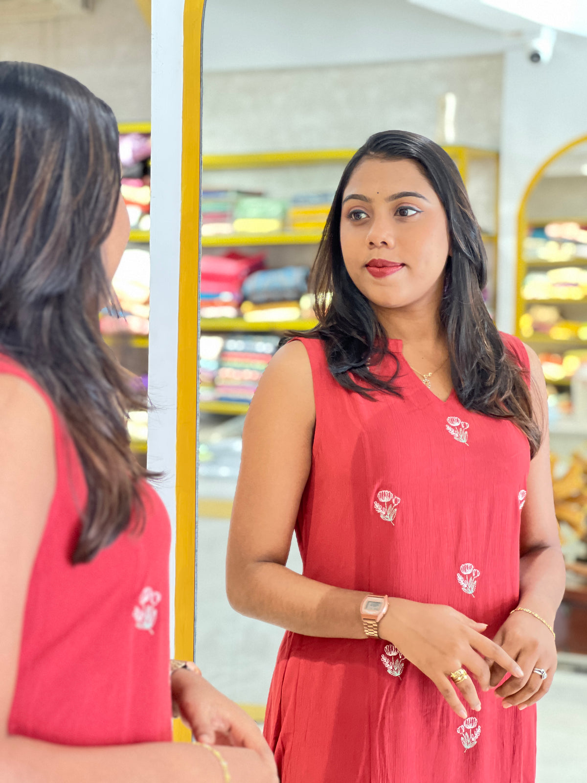 Floral Embroidery  Curshed Rayon Kurta | VS148