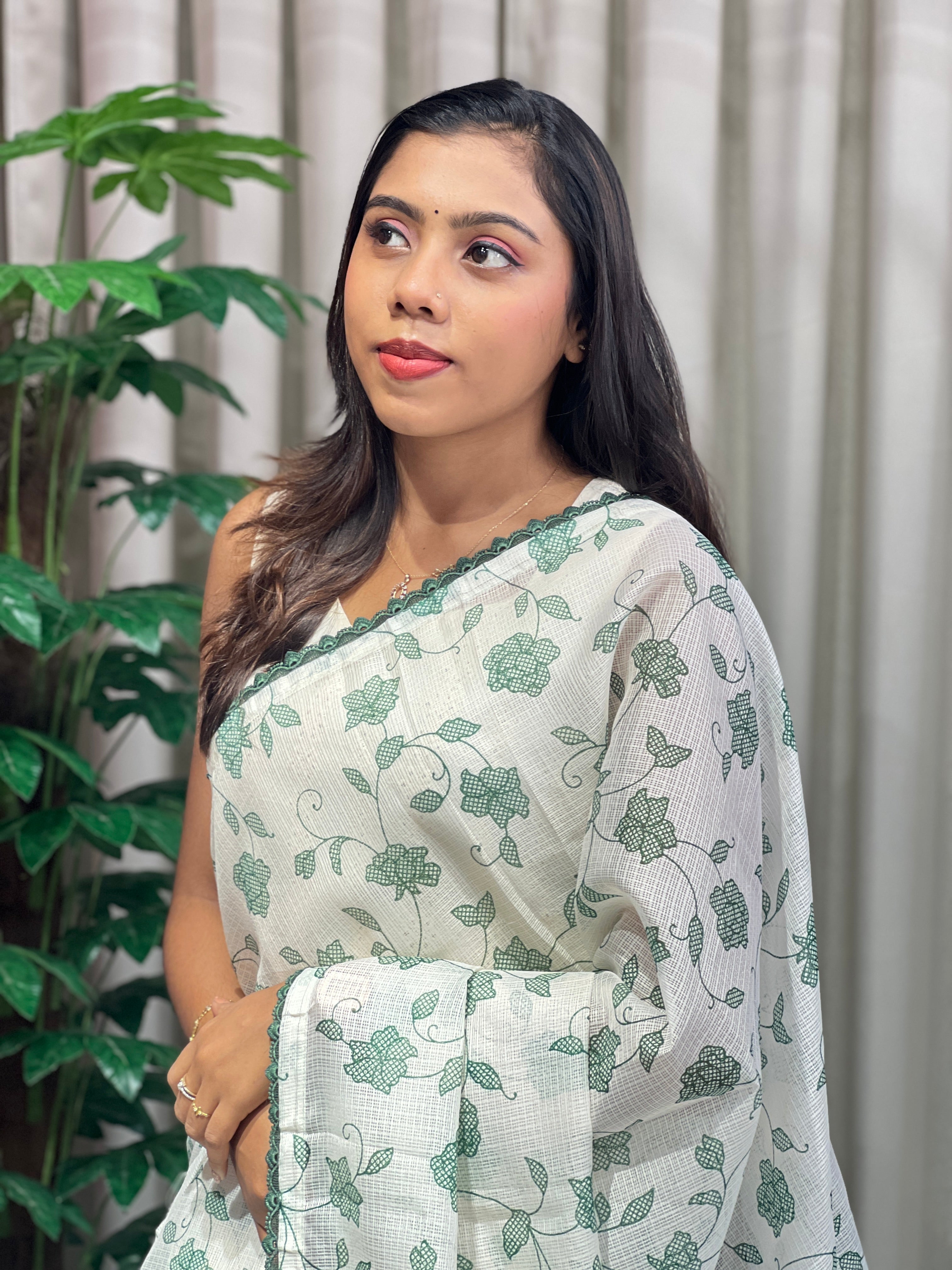 Floral Jaal Embroidery Detailed Kota Saree | HT310