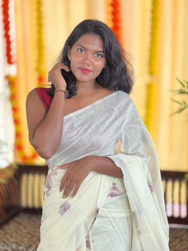 Floral Weaving With Zari Detailed Traditional Jamdani Saree | KAC201