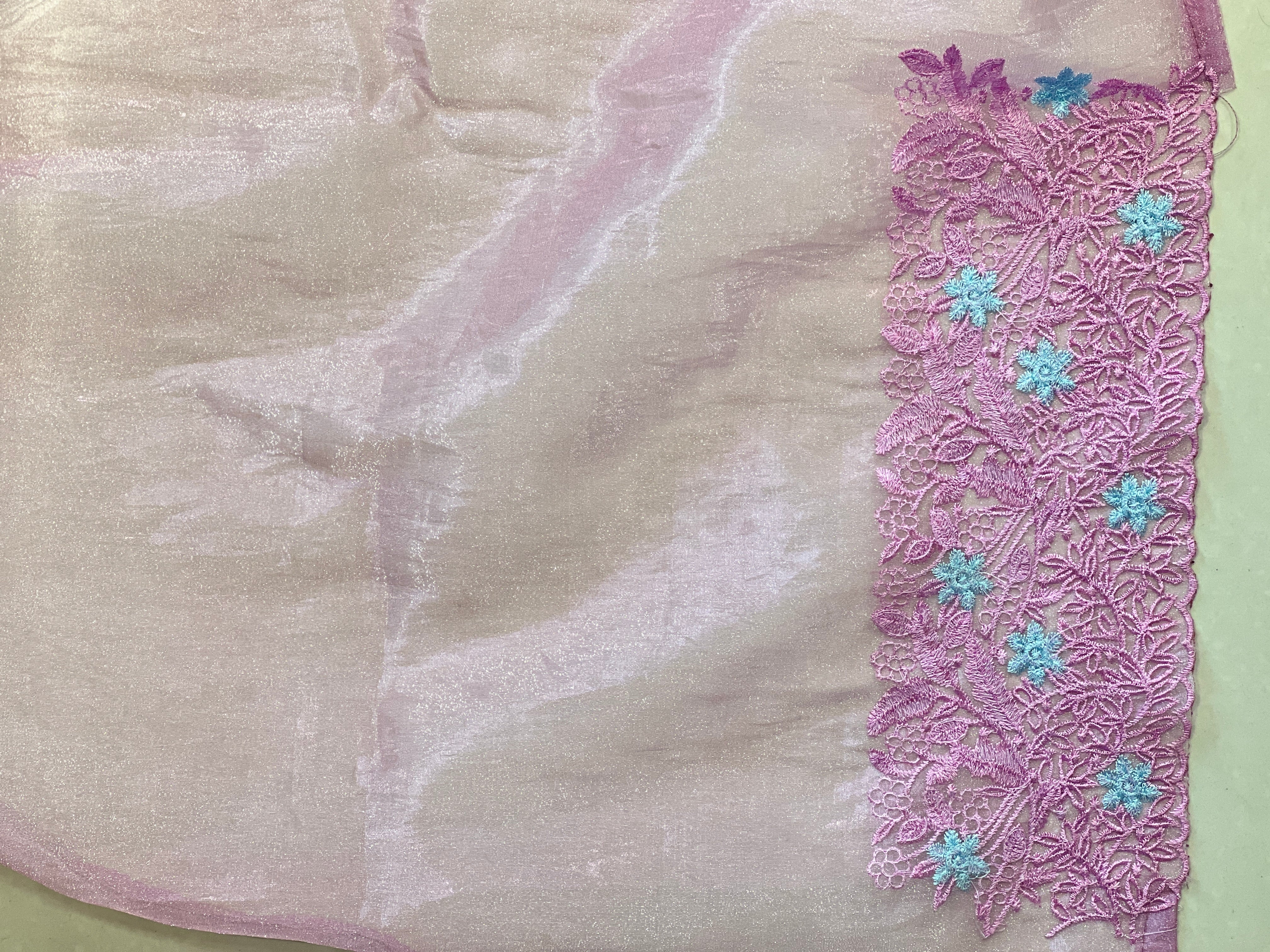 Machine Embroidery Shimmer Organza Saree | SBP864