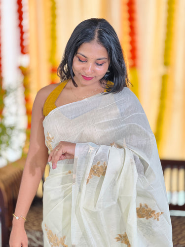 Floral Weaving With Zari Detailed Traditional Jamdani Saree | KAC198
