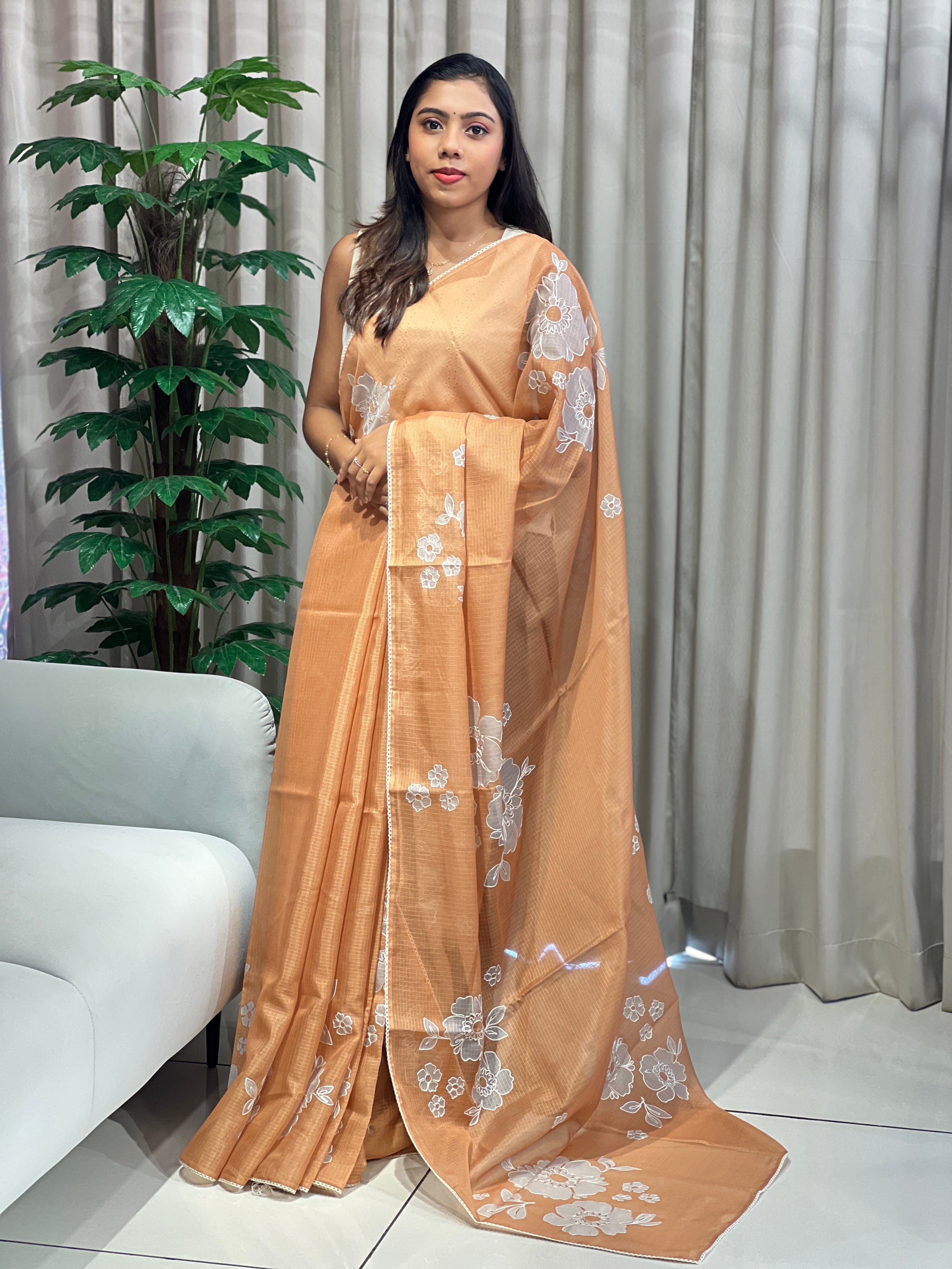 Floral Embroidery Placement Detailed Kota Saree | PKS143