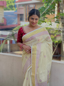 Point Embroidery Design Tissue Saree | GAT164