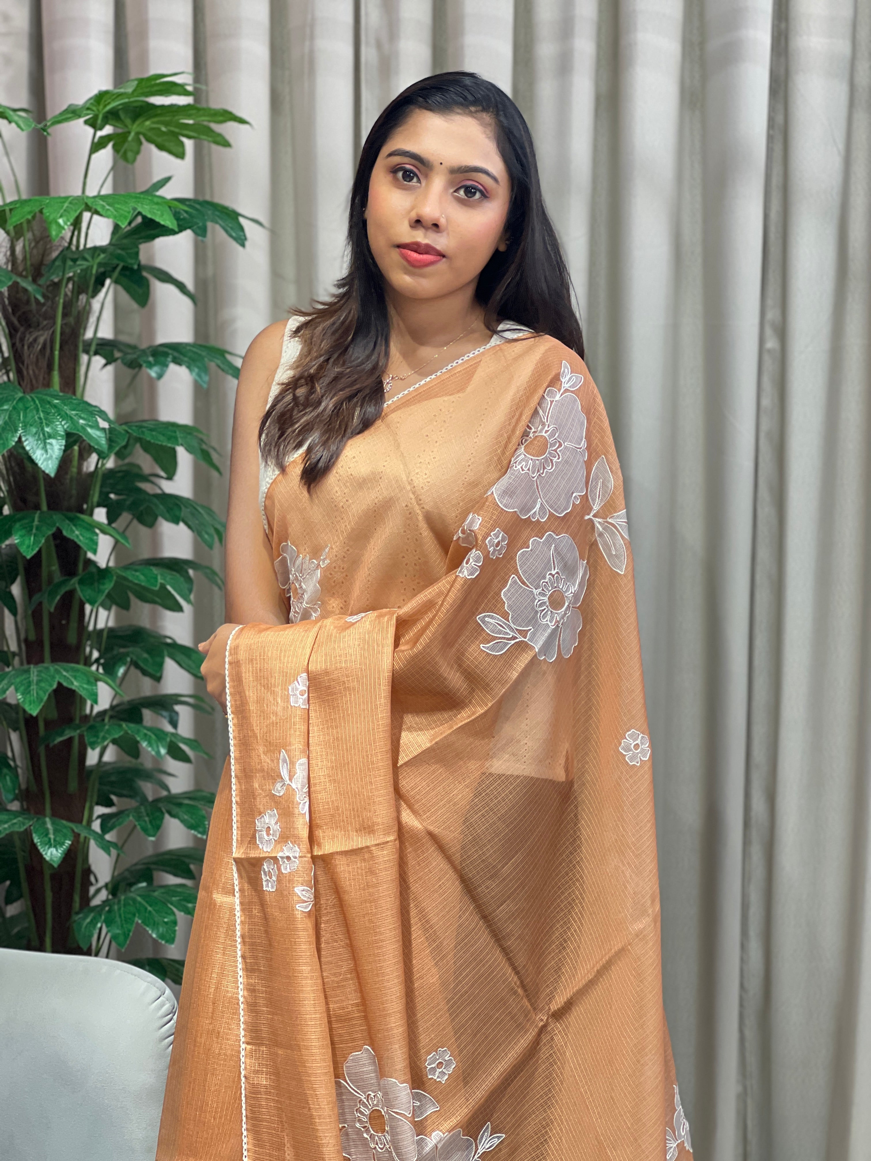 Floral Embroidery Placement Detailed Kota Saree | PKS143