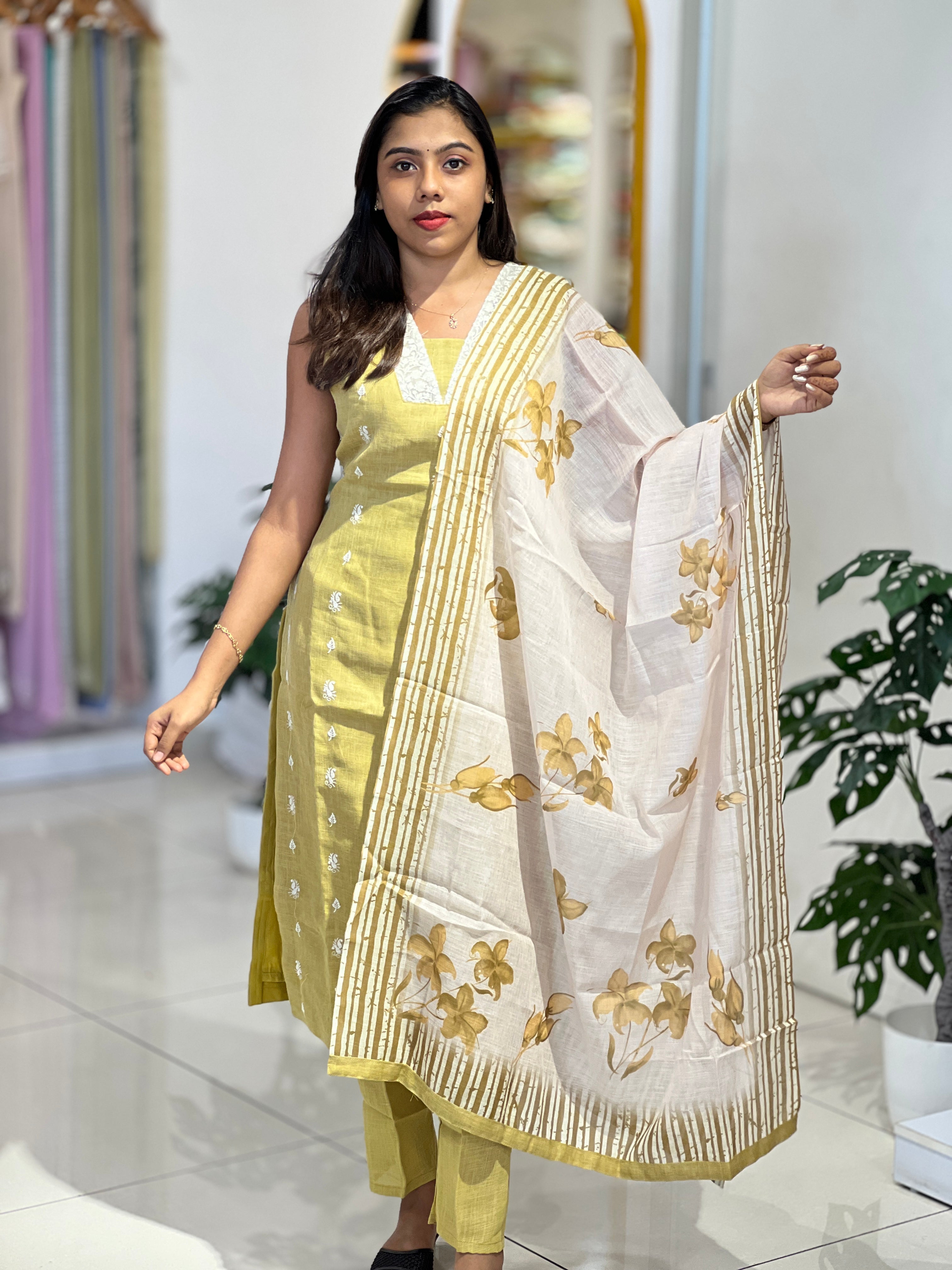 Buta Detailed Linen Cotton Kurta Set | NAI194