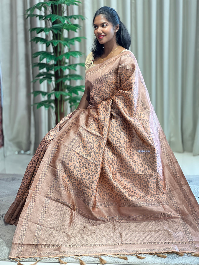 Floral Jaal Patterned Semi Silk Saree | HT146