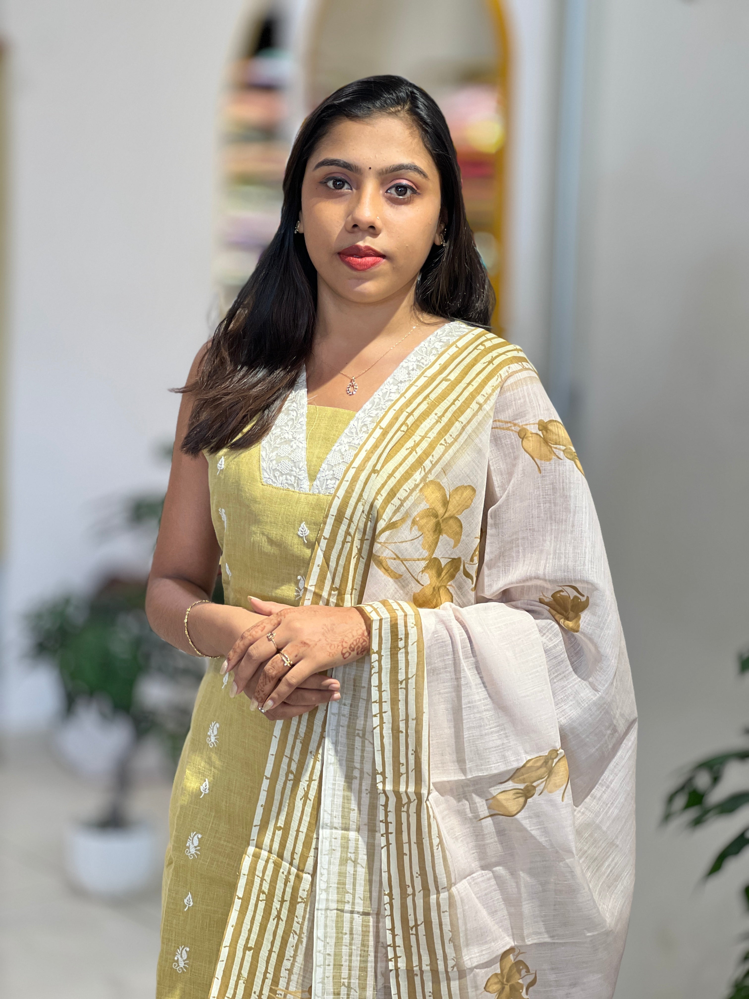 Buta Detailed Linen Cotton Kurta Set | NAI194