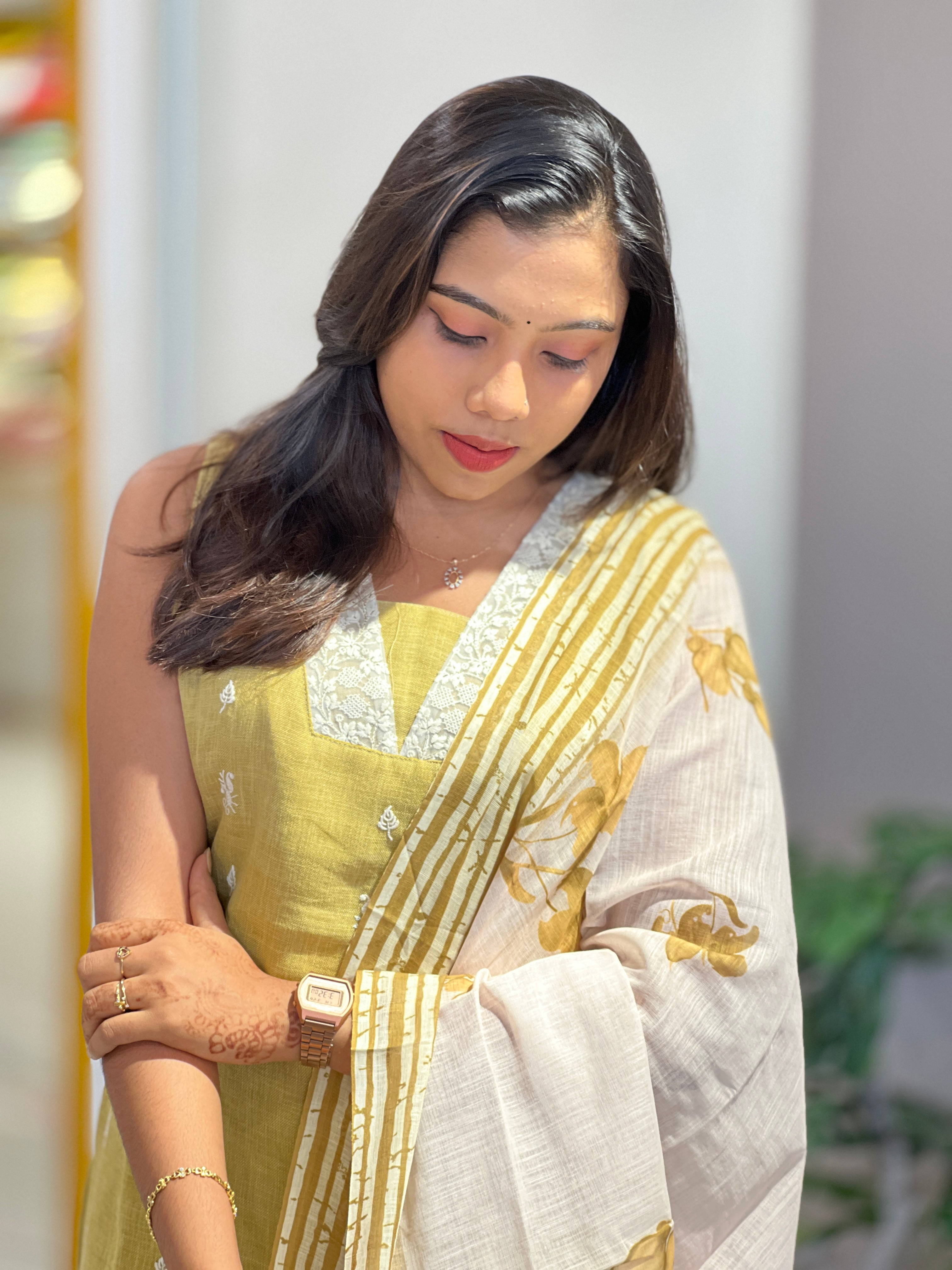 Buta Detailed Linen Cotton Kurta Set | NAI194