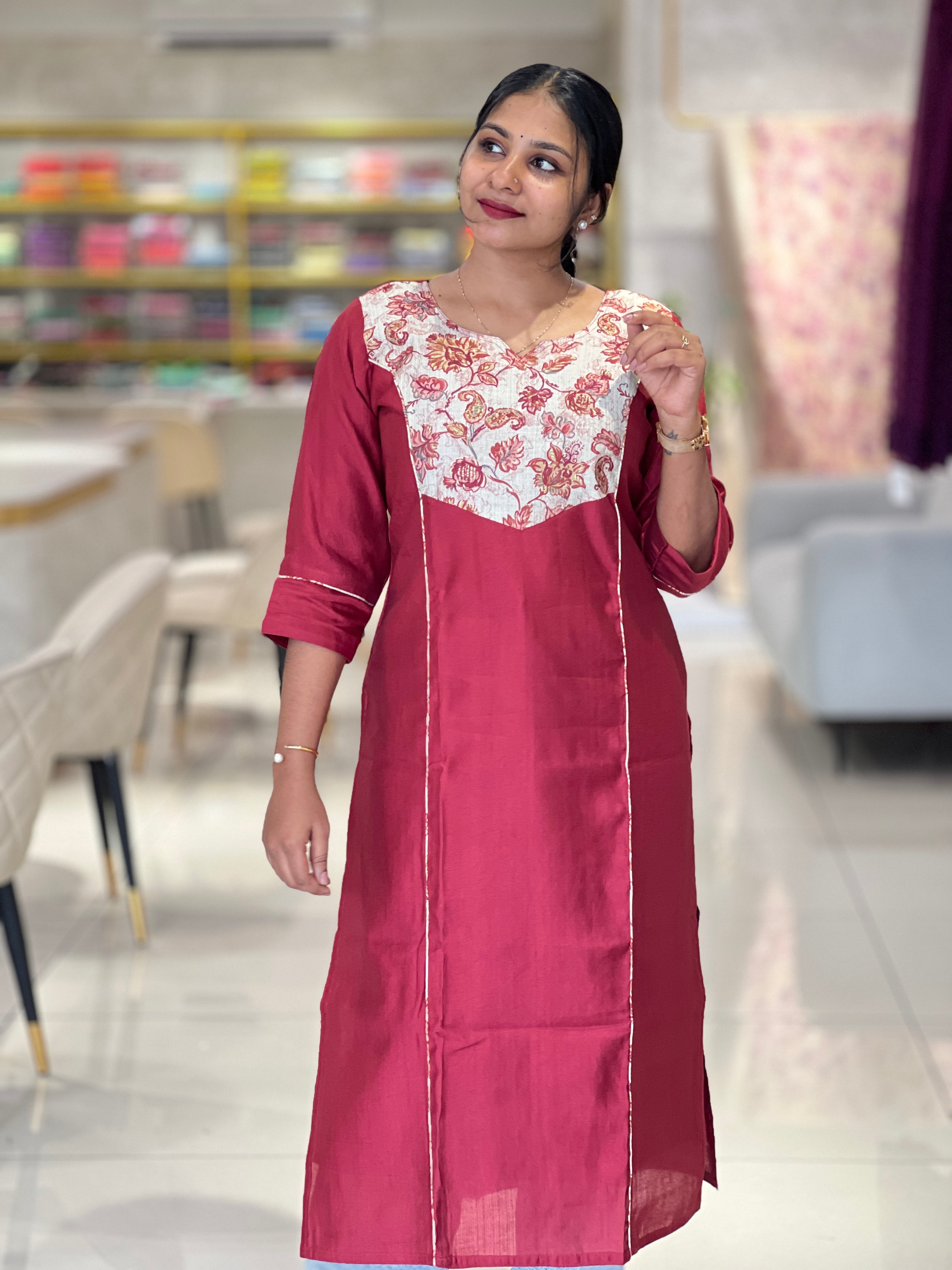 Print With Foil Paint Highlighted Rayon Finish Kurta | MLA101
