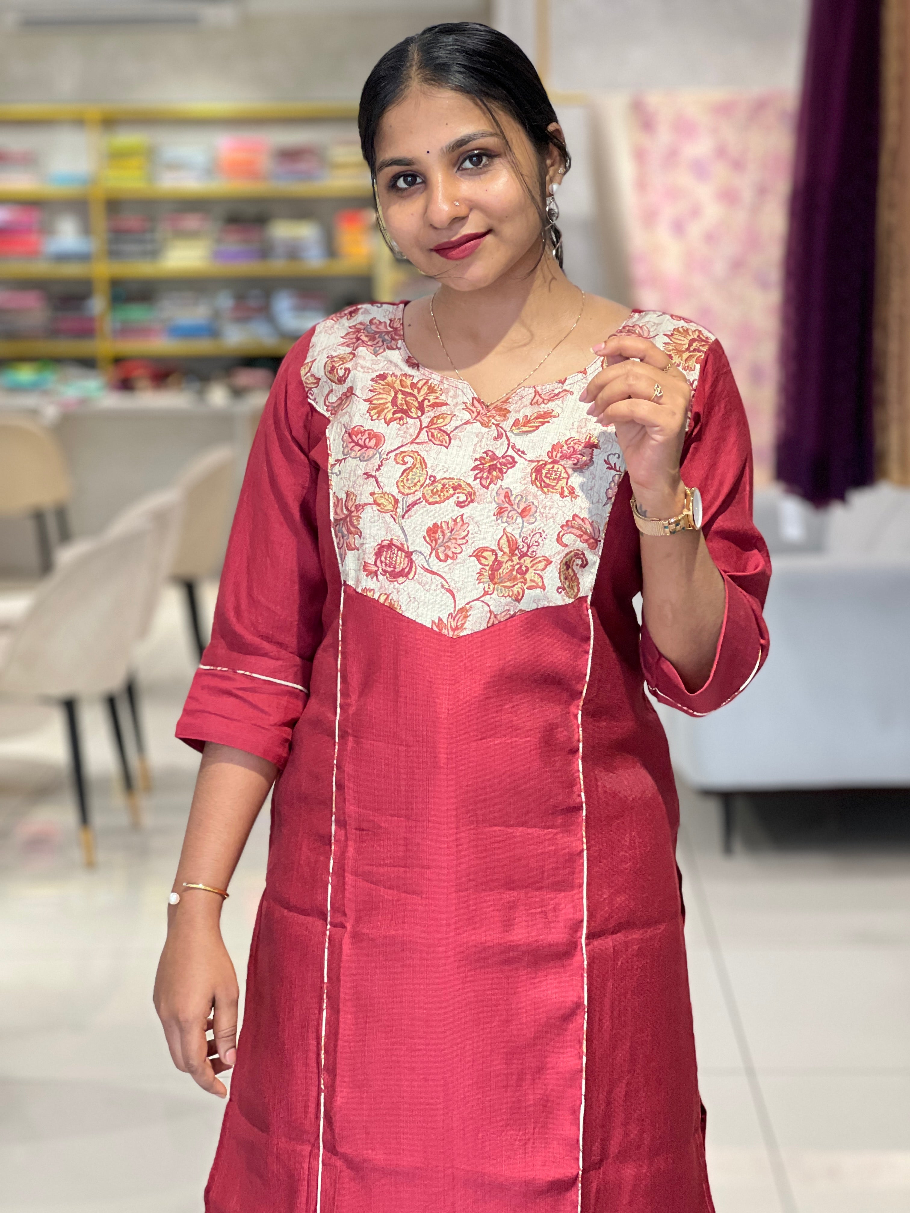 Print With Foil Paint Highlighted Rayon Finish Kurta | MLA101
