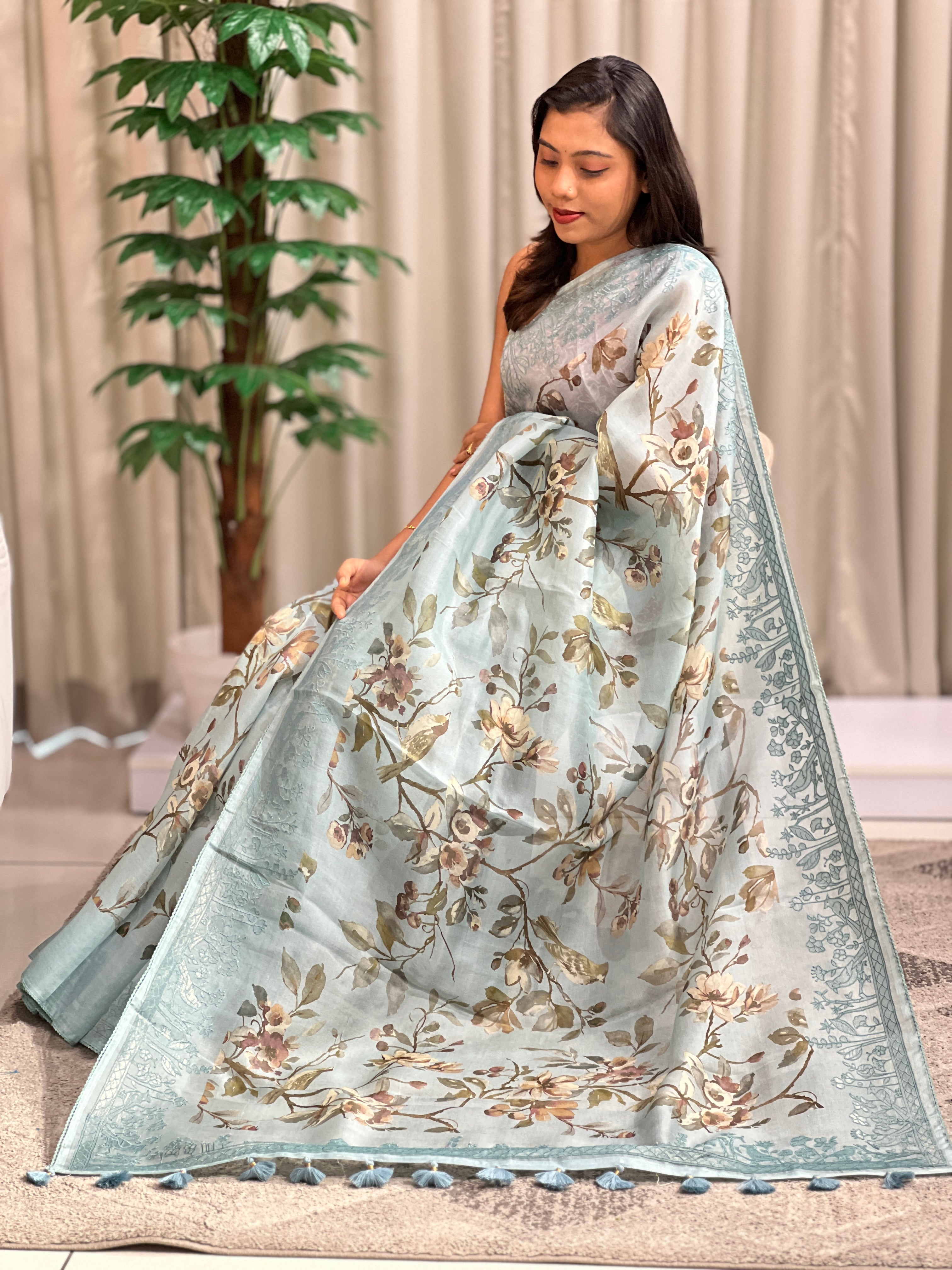Floral Pattern Organza Saree | SMC203