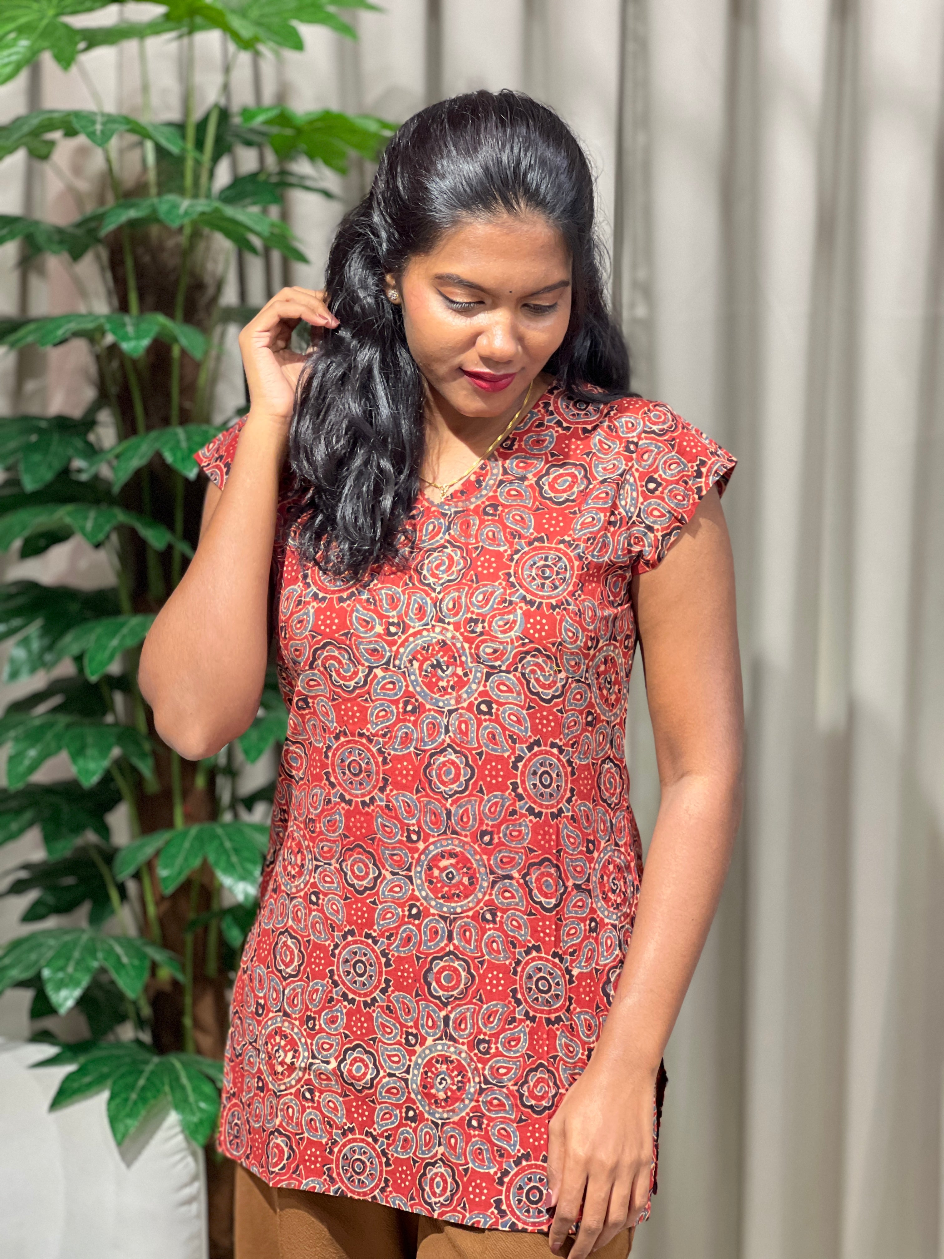 Printed Cotton Short Kurta | DNT946