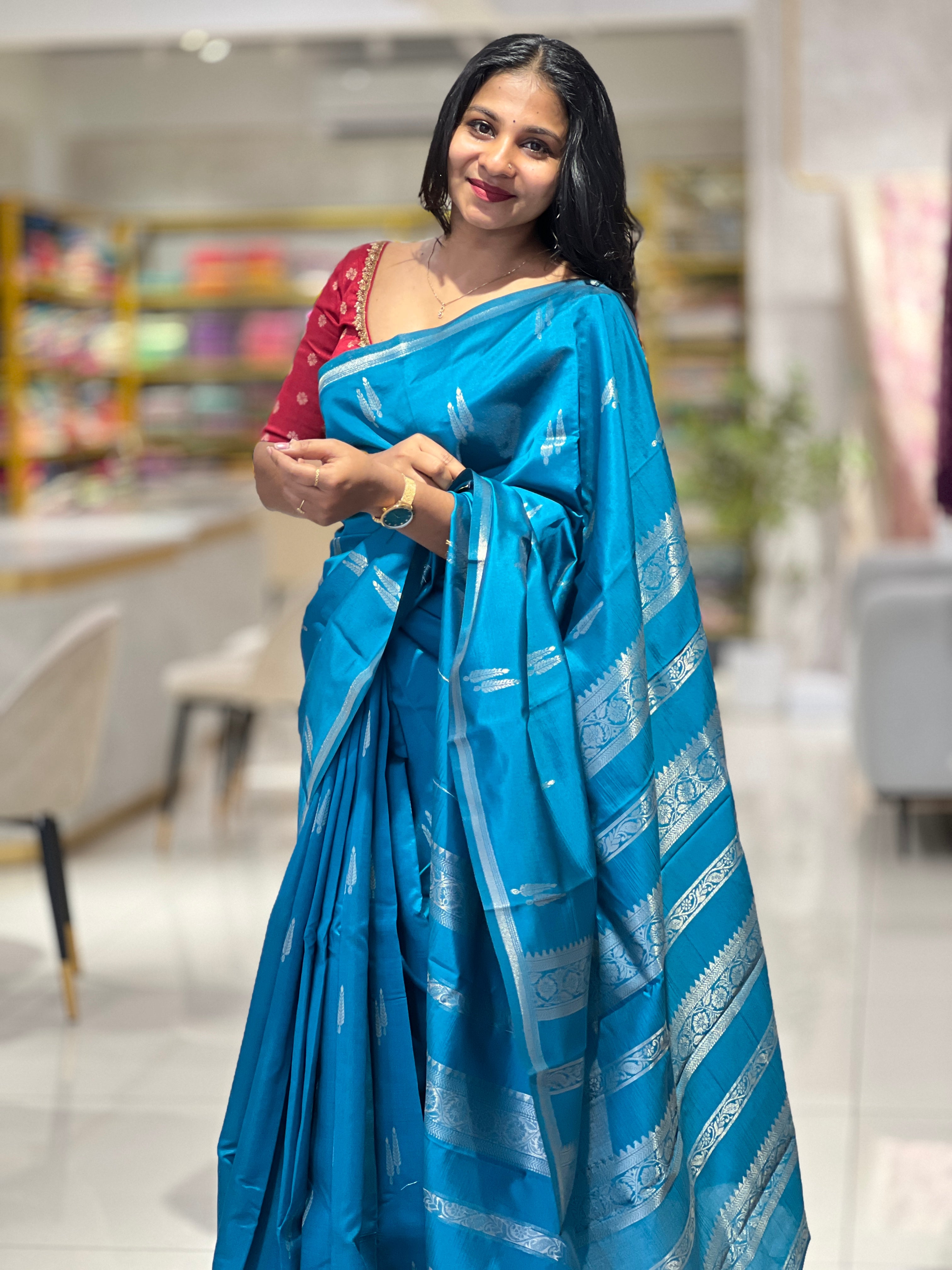 Zari Weaved Semi Silk Saree | KAC233