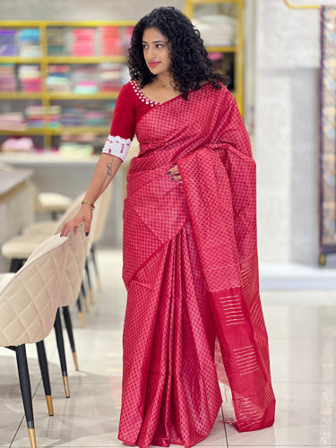 Kantha Weaved Bhagalpuri Linen Saree | DLS282