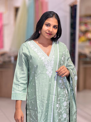 Floral Embroidery Semi Silk Kurta Set | YAS165