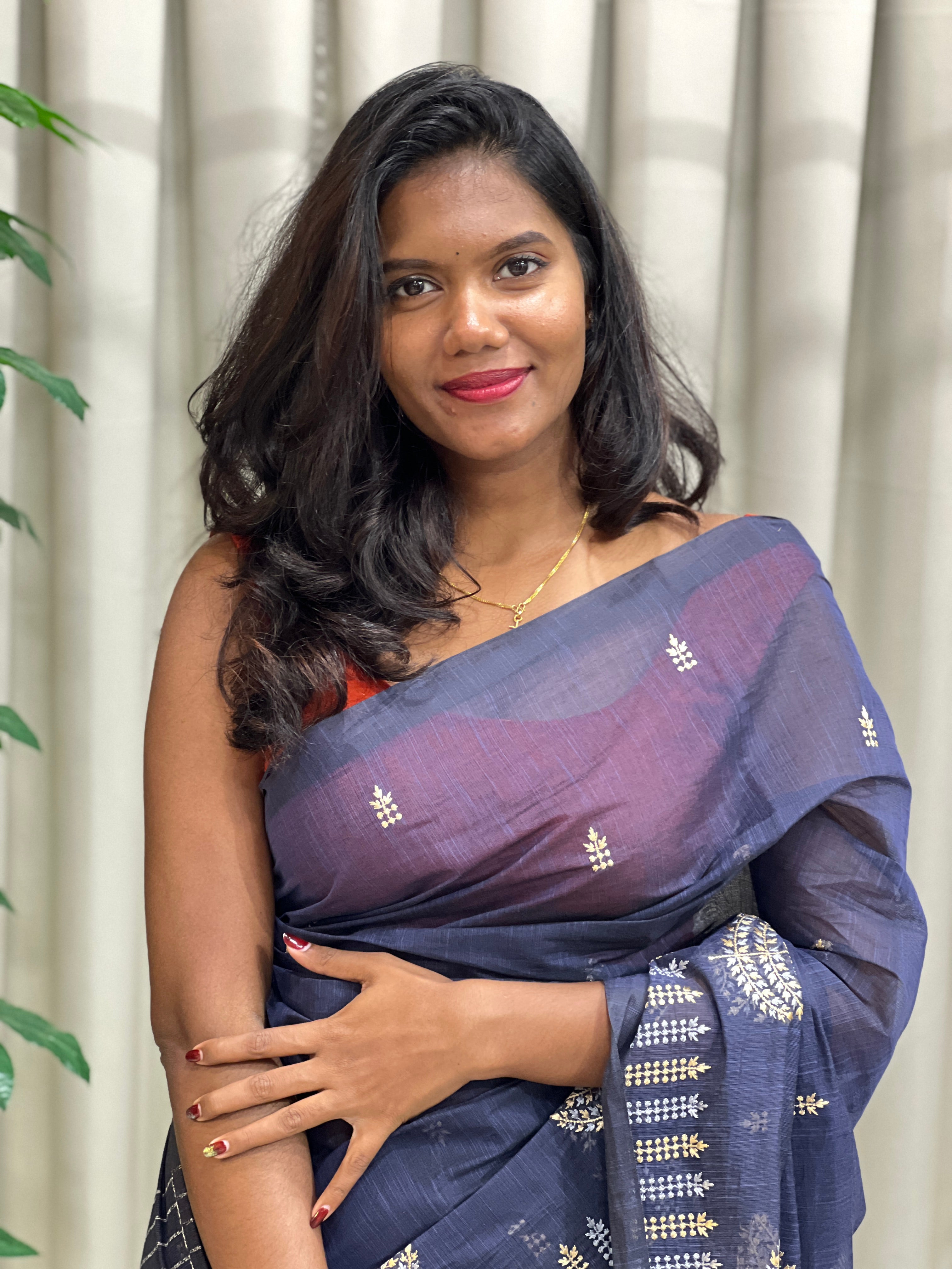 Machine Embroidered Cotton Saree | RVS114