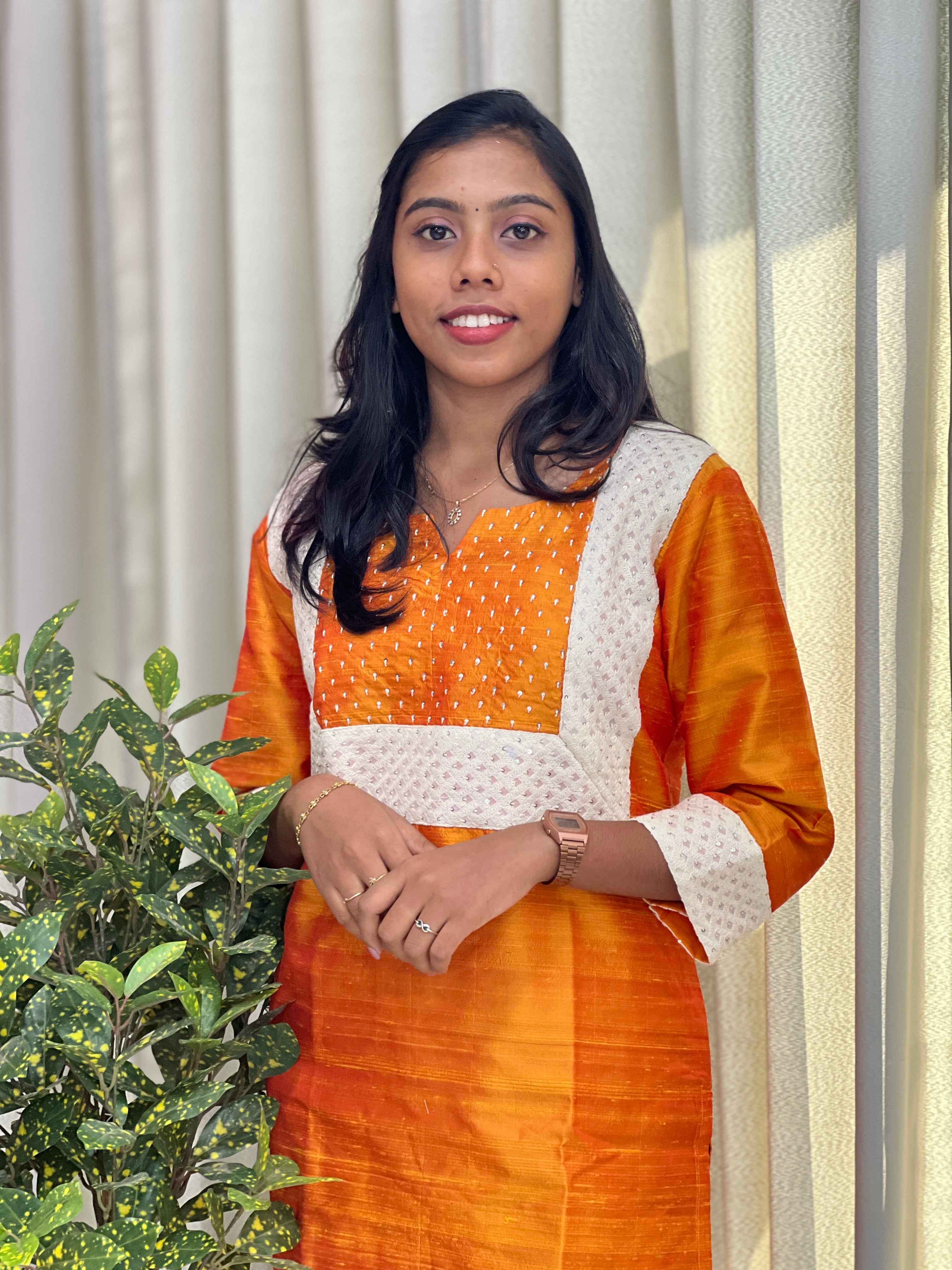 Thread With Sequence Embroidered Raw Silk Kurta | DNT143