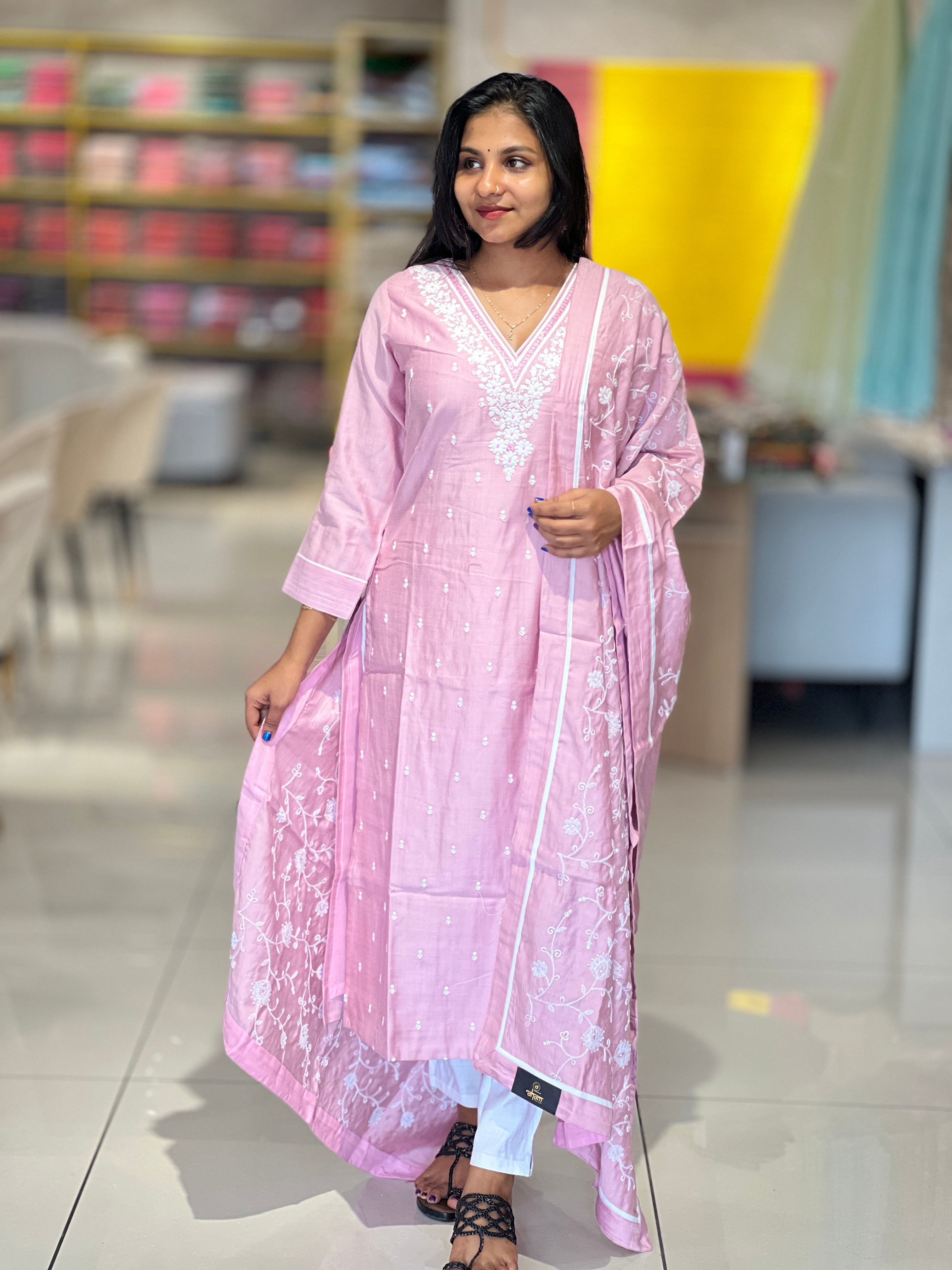 Floral Embroidery  Semi Silk Kurta Set | YAS162