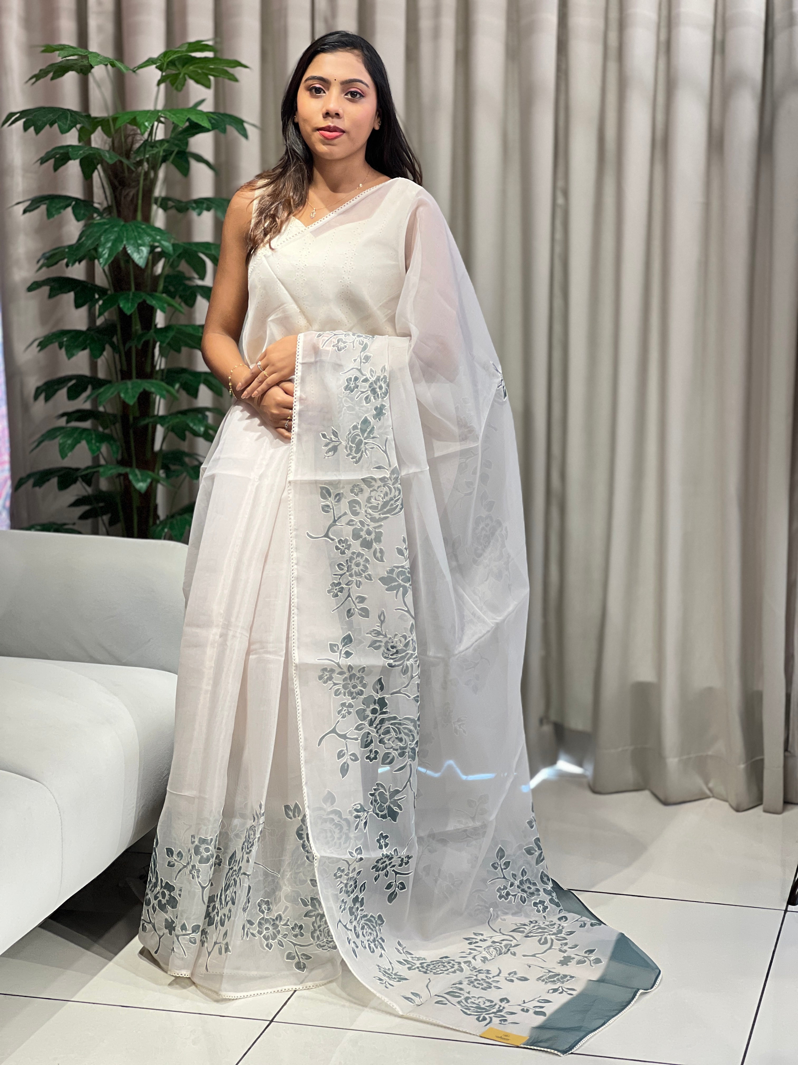 Floral Digital Printed Organza Saree | PKS122