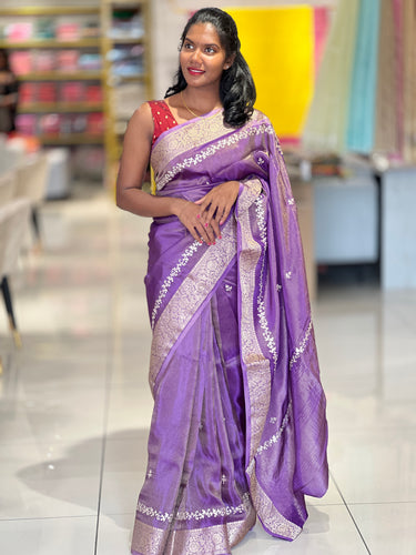 Pitta Work Pattern Tissue Banarasi Saree | SSN151