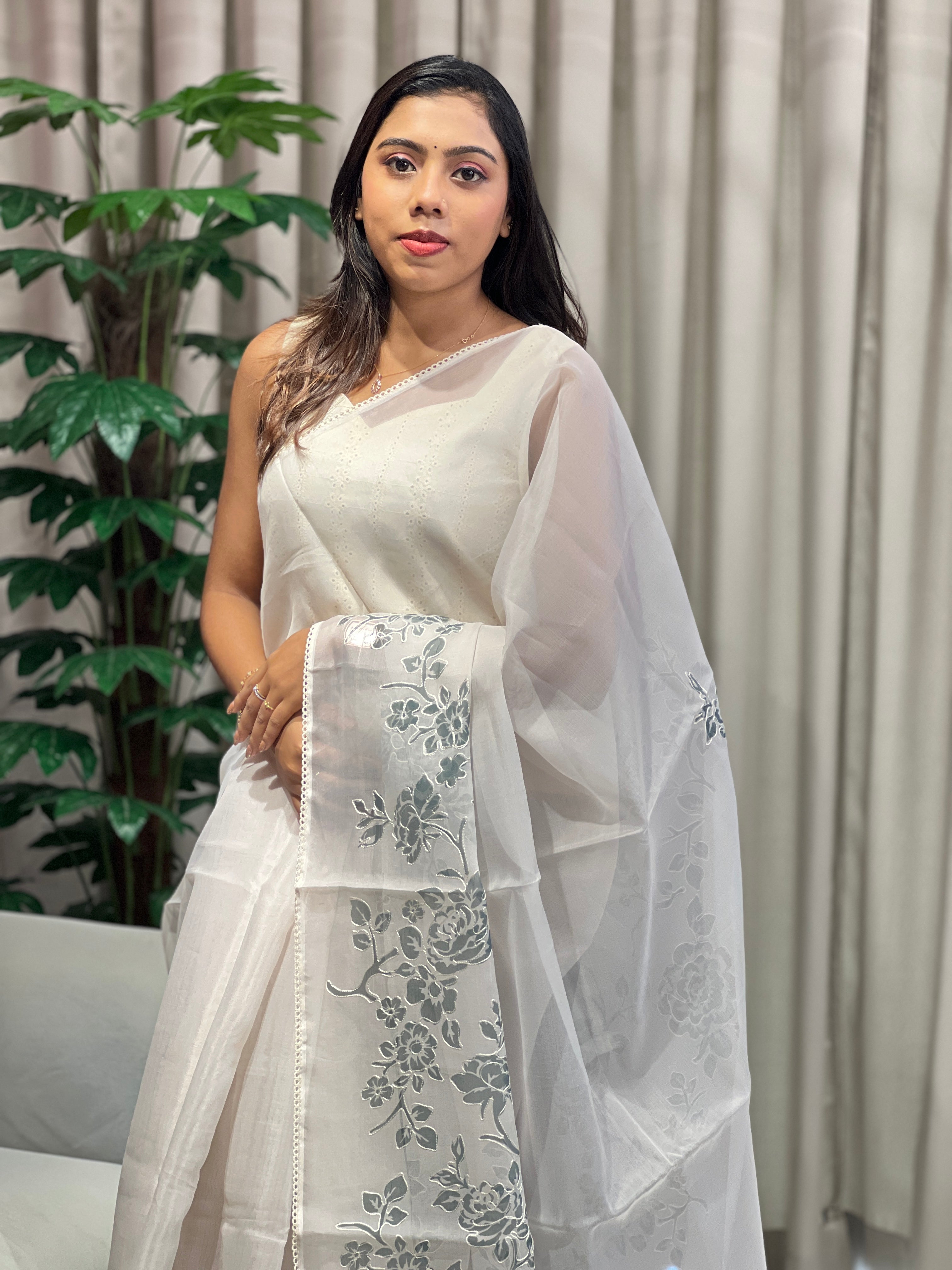 Floral Digital Printed Organza Saree | PKS122