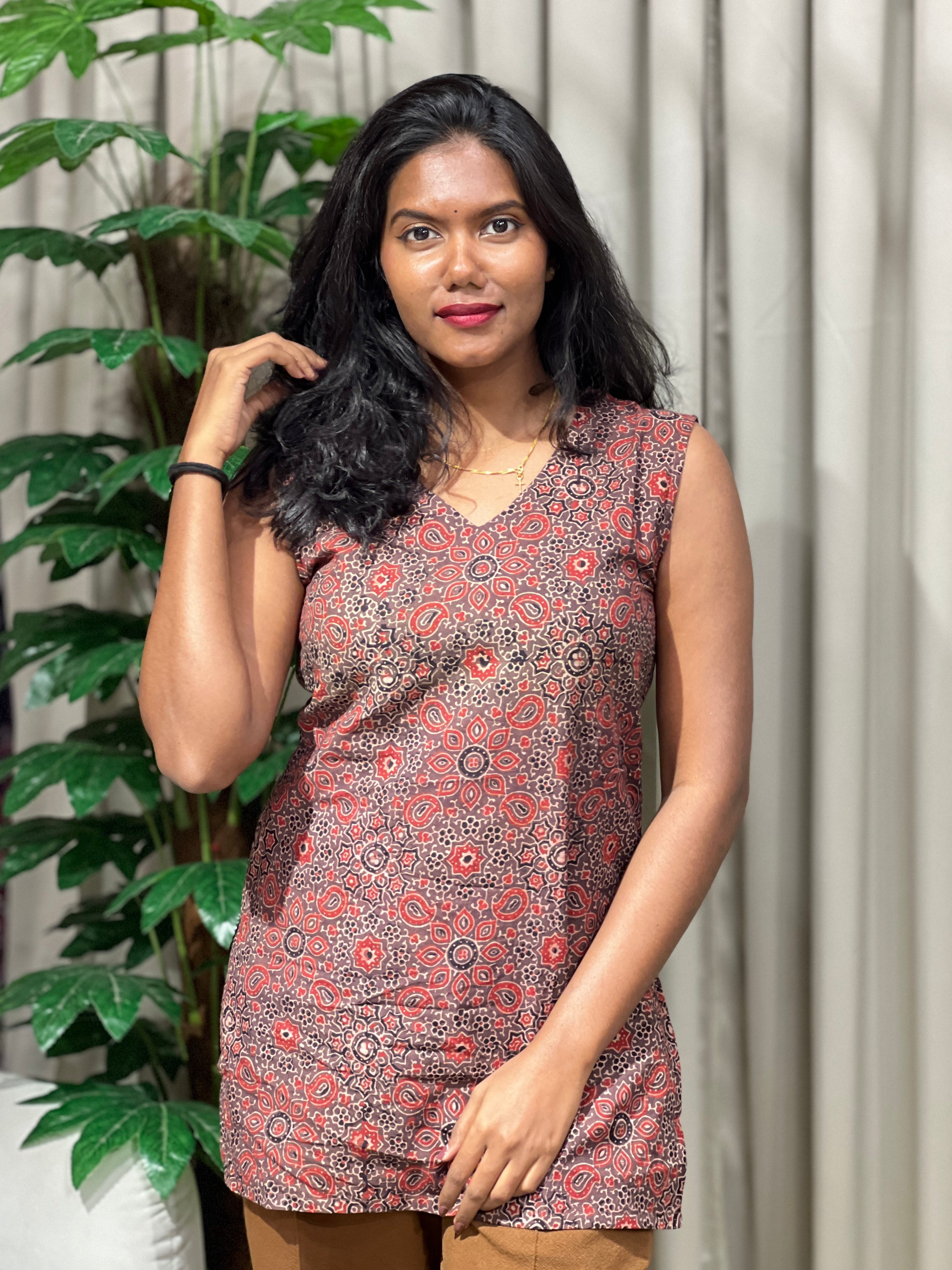 Print Detailed Cotton Short Kurta | DNT916