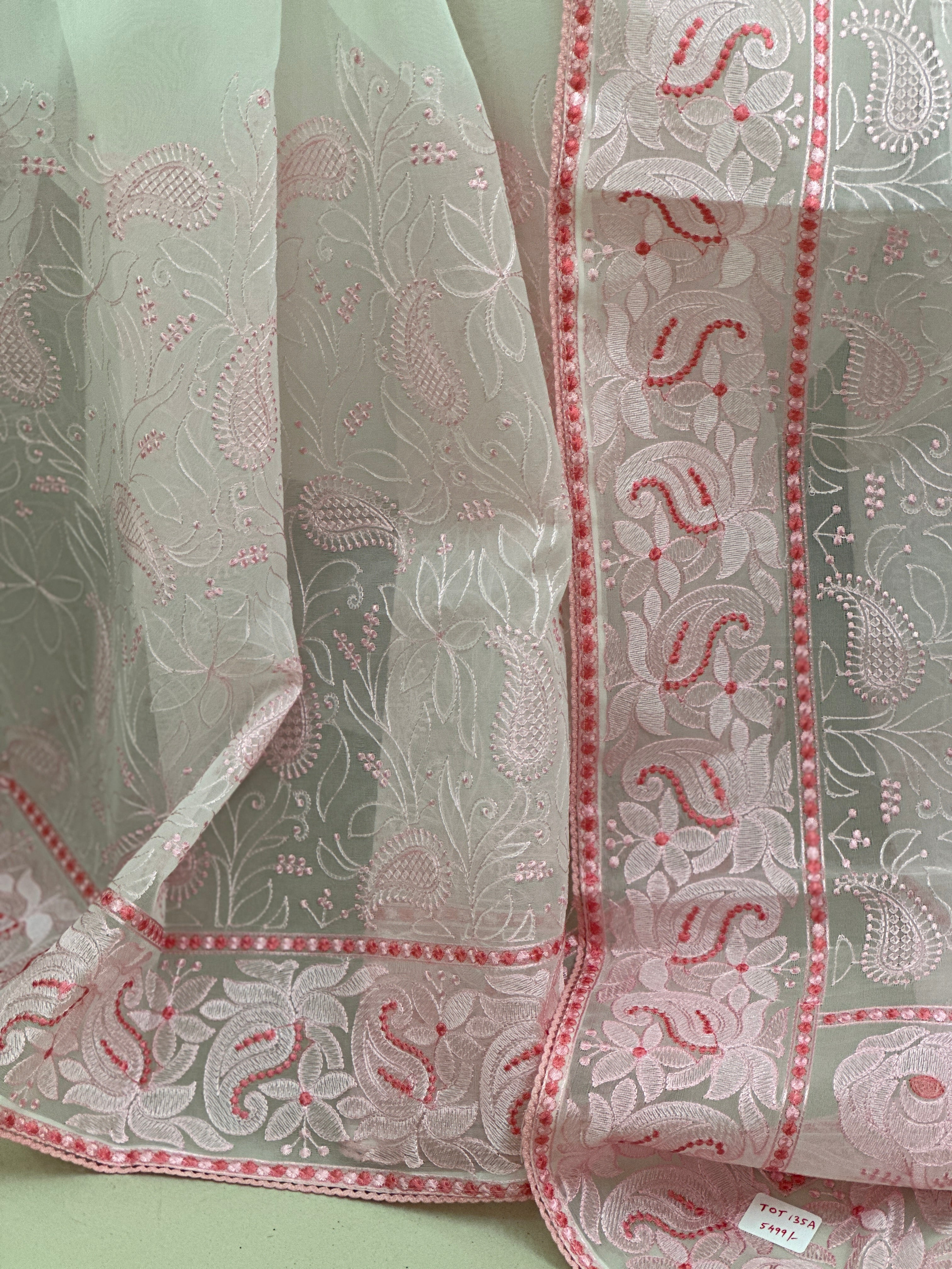 Machine Embroidered Viscose Organza Saree | TOT135