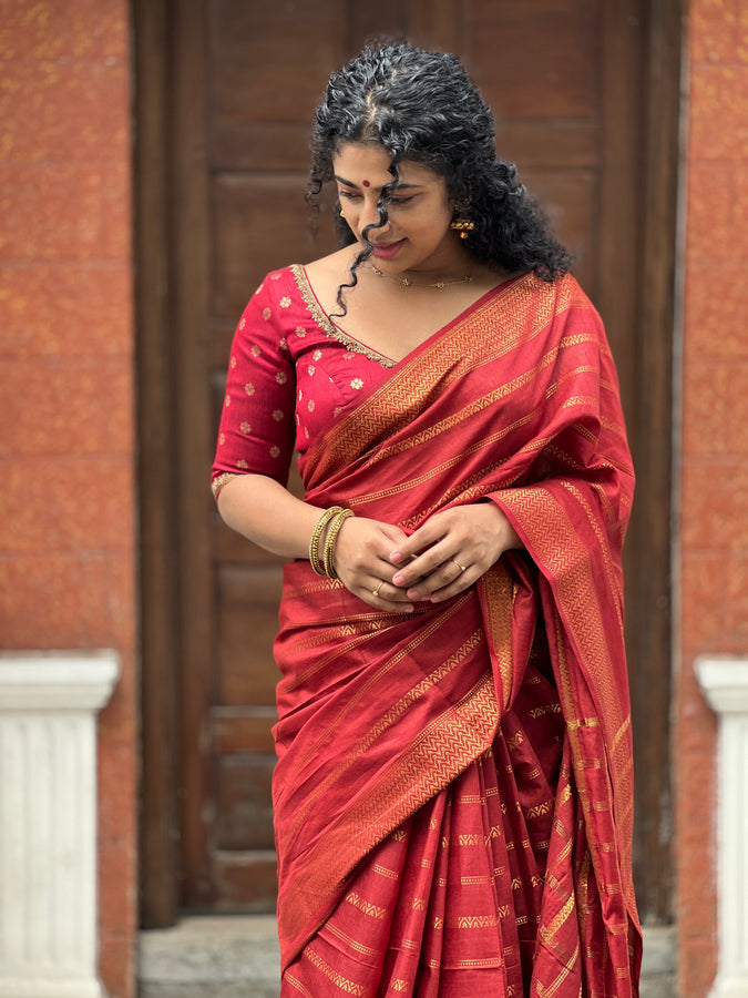 Mangalgiri Weaved Bhagalpuri Linen Saree | SK306