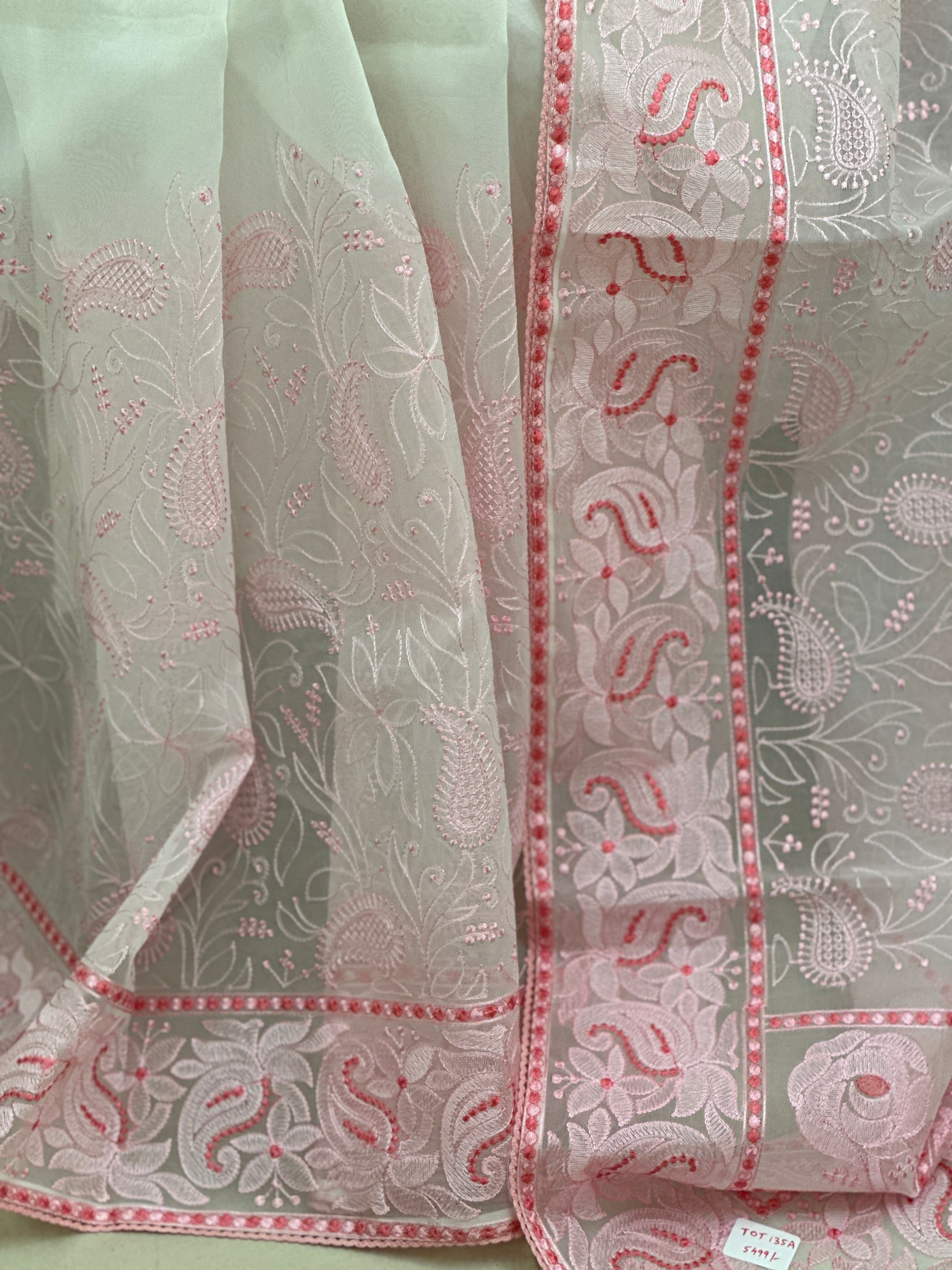 Machine Embroidered Viscose Organza Saree | TOT135