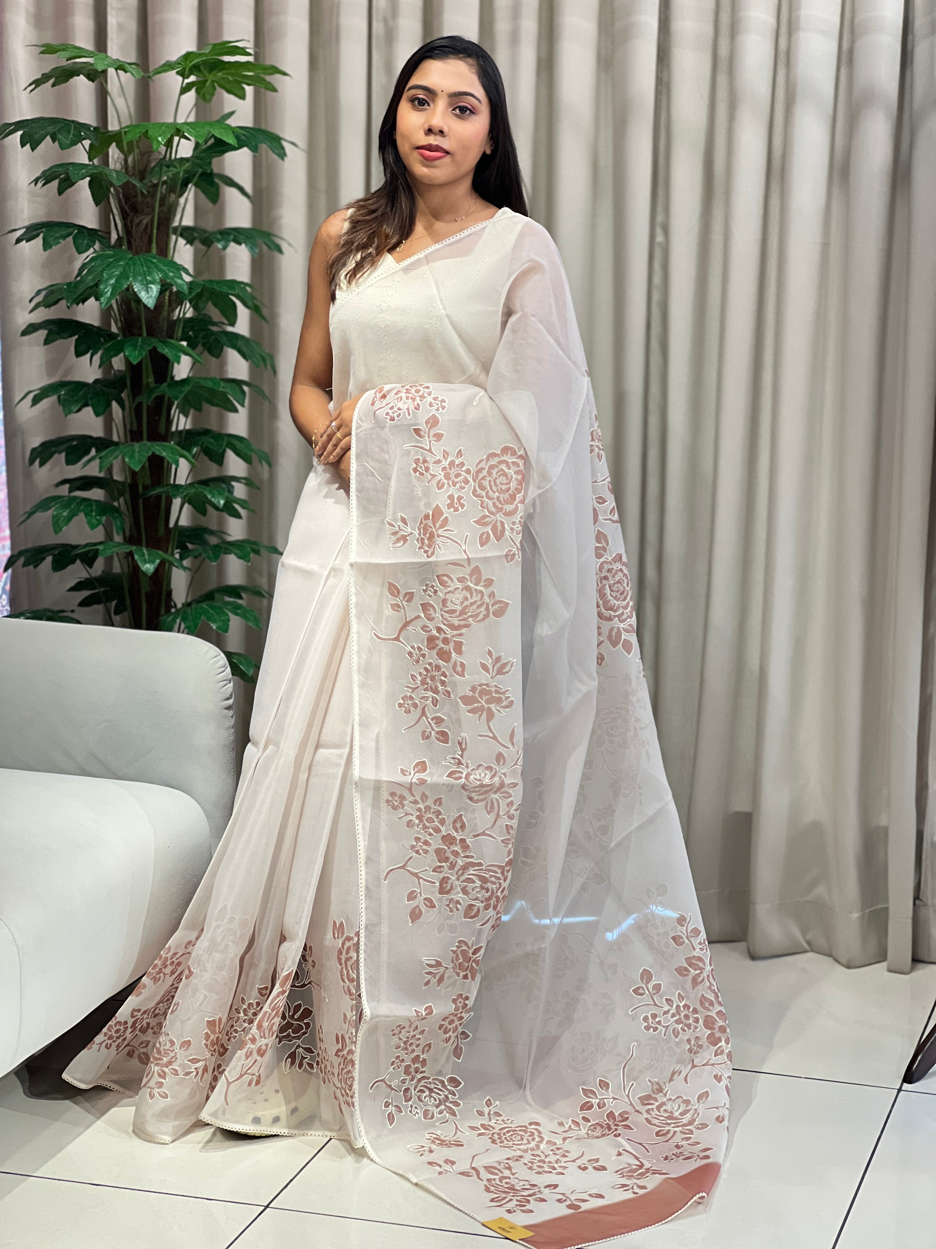 Floral Digital Printed Organza Saree | PKS121