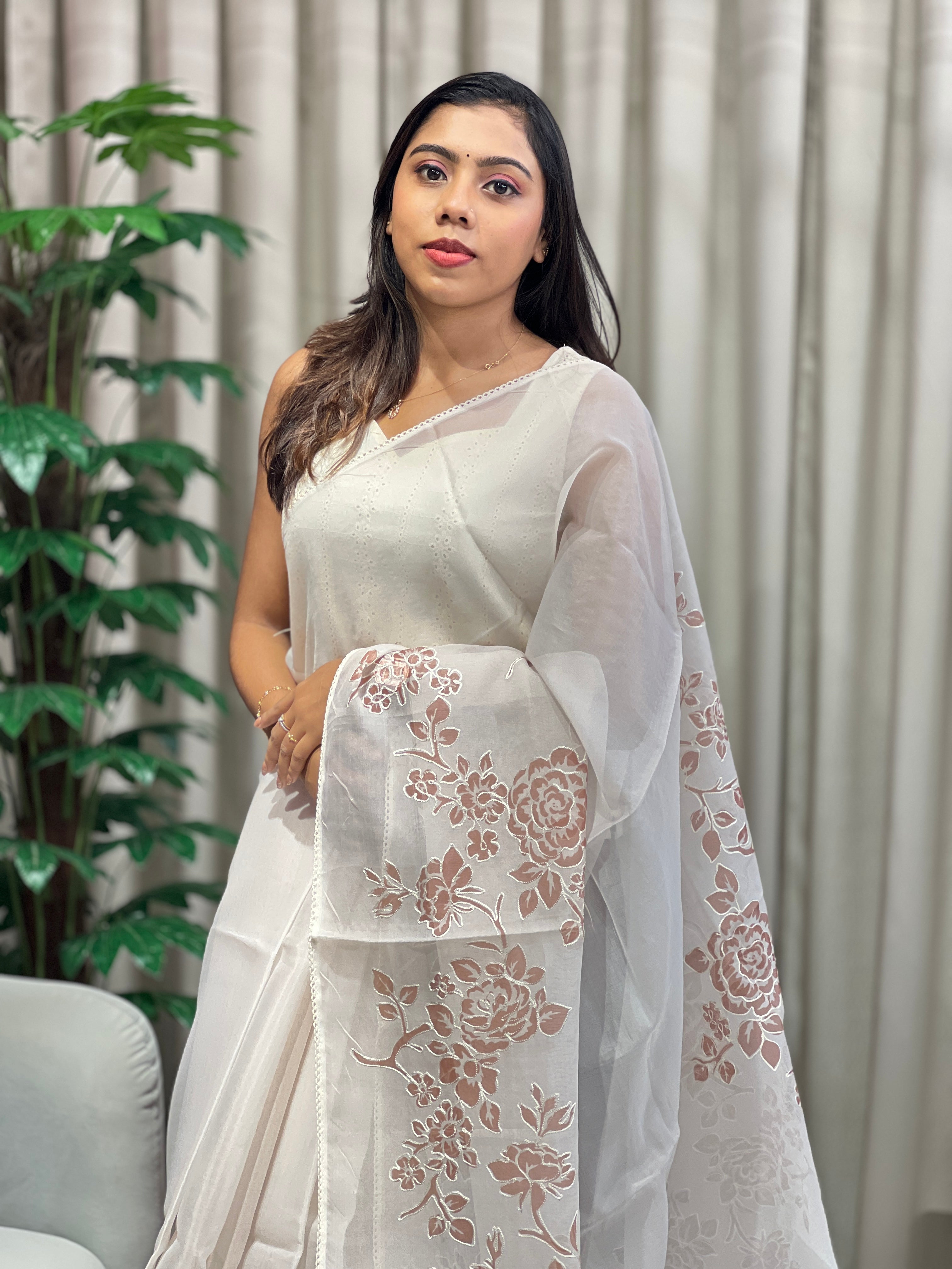 Floral Digital Printed Organza Saree | PKS121