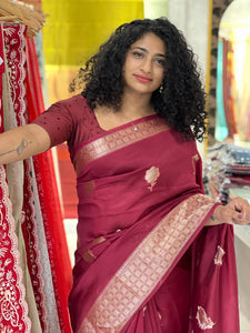 Floral Buta Detailed Chanderi Finish Saree | NN218