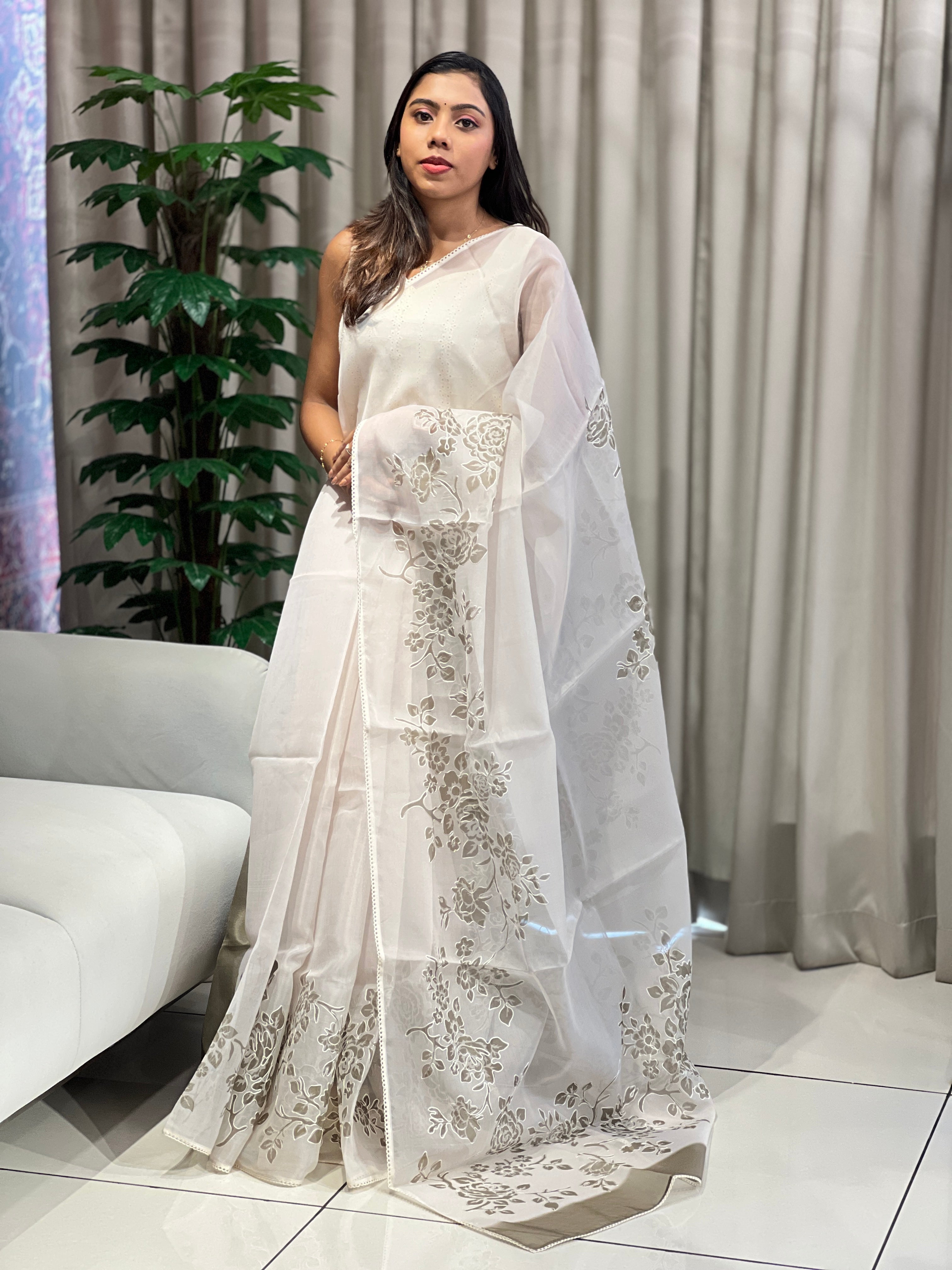 Floral Digital Printed Organza Saree | PKS119