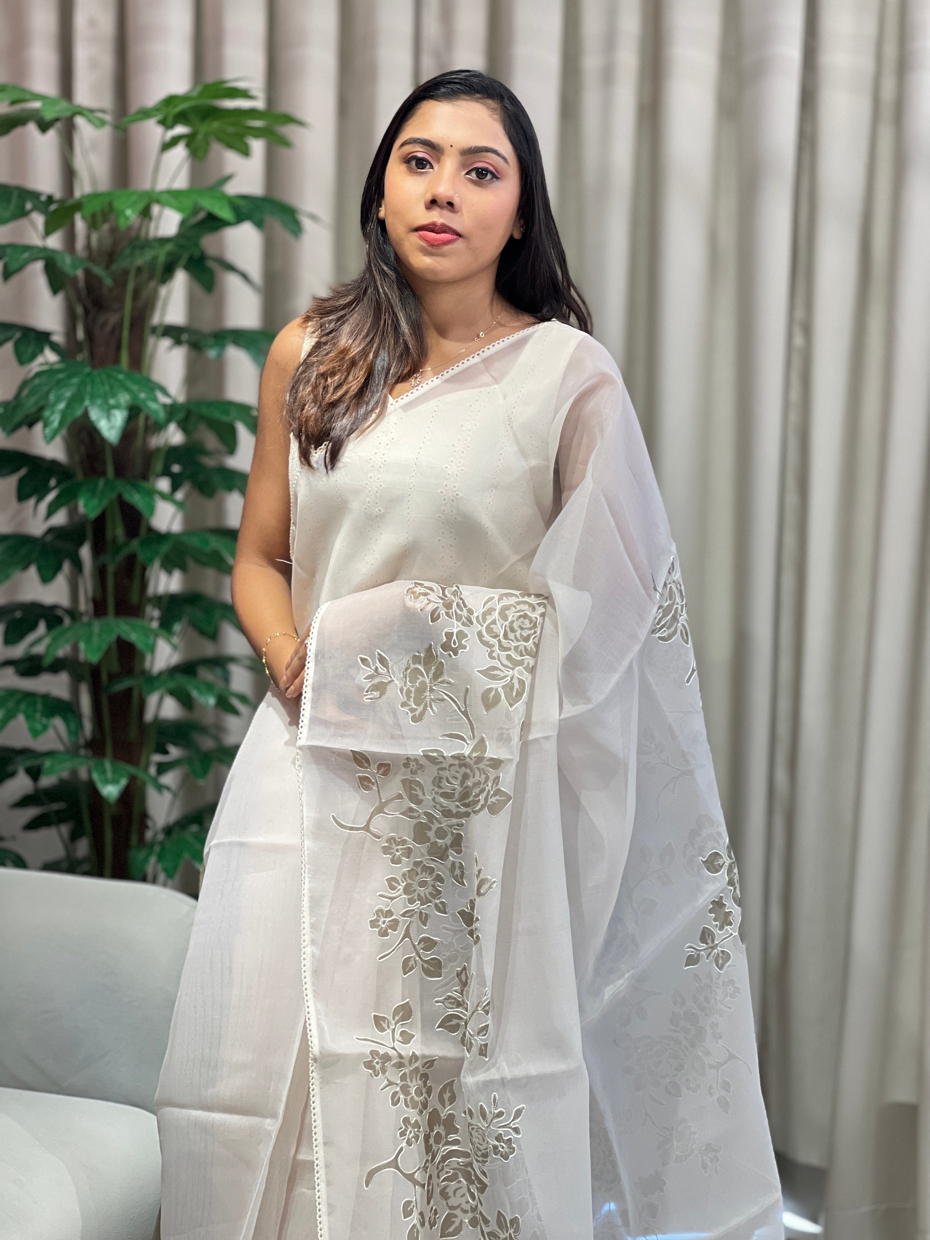 Floral Digital Printed Organza Saree | PKS119