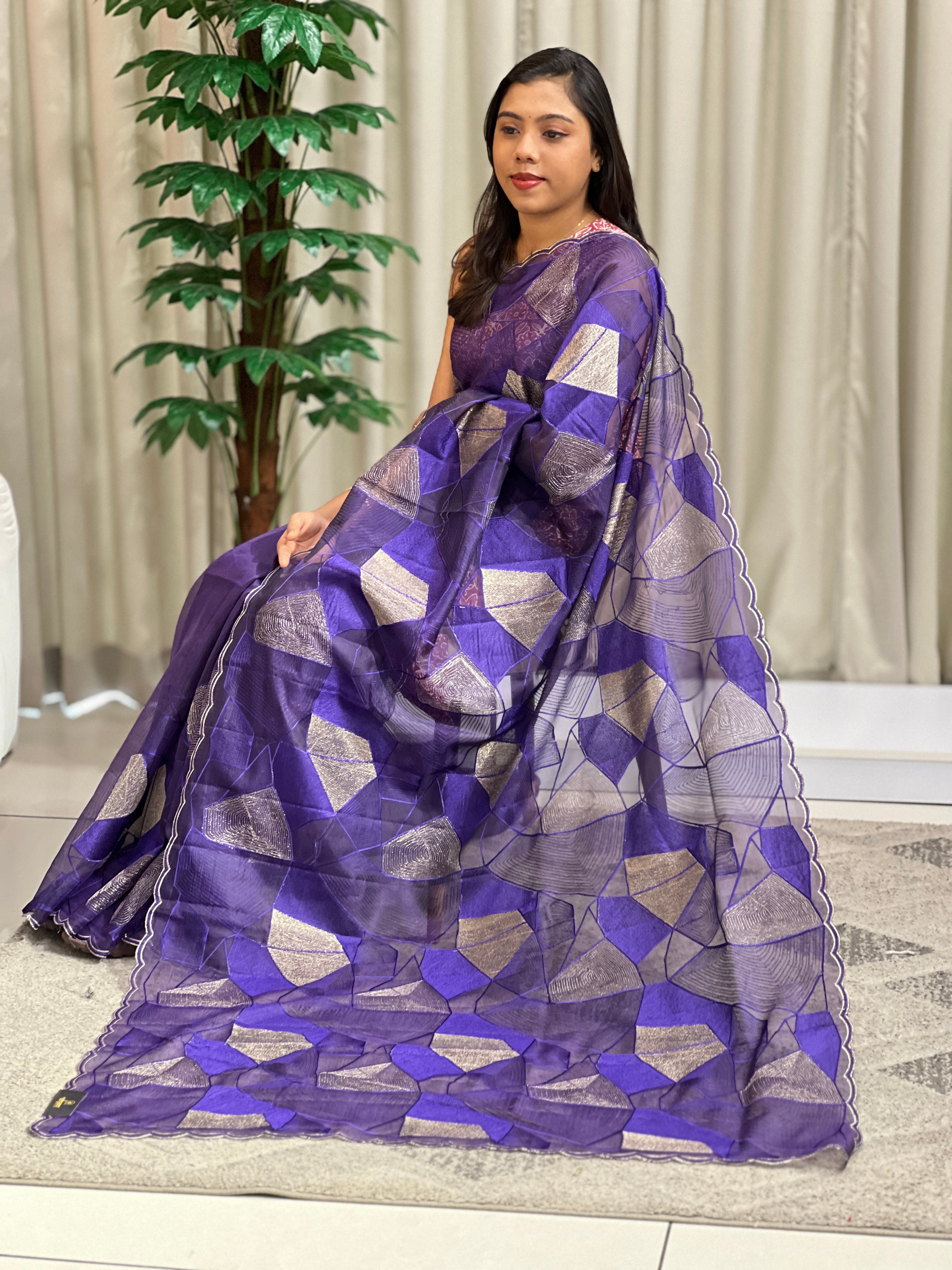 Floral Embroidered Organza Saree | ZSS151