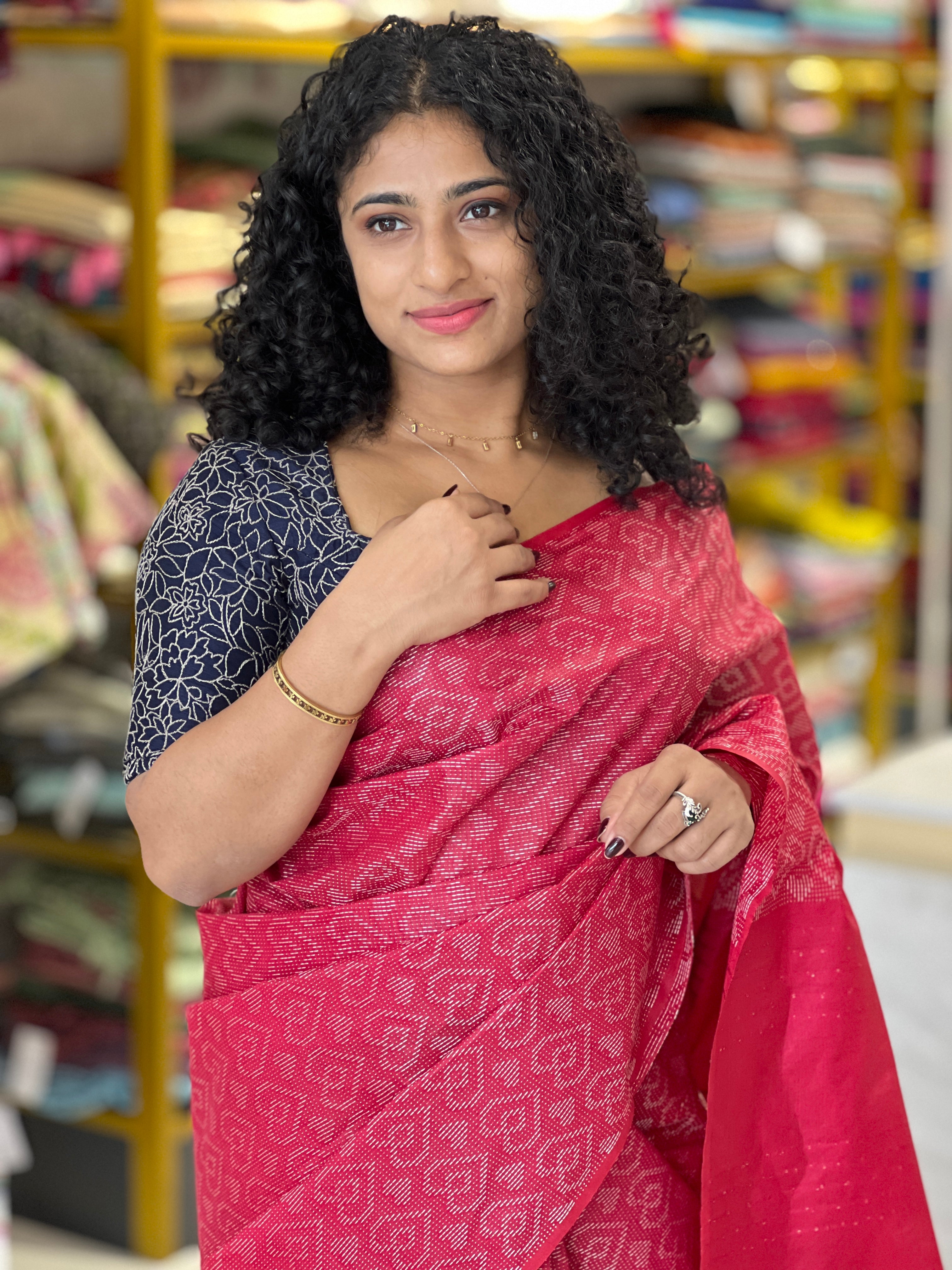 Kantha Weaving Style Bhagalpuri Linen Saree | DLS286