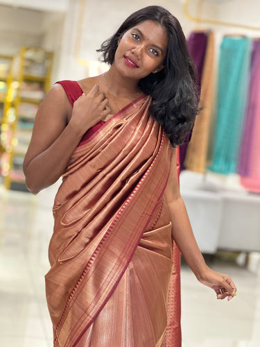 Tissue Weaving Stripes Patterned Semi Silk Saree | KAC241