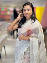 Floral Print & Embroidery Detailed Tissue Saree | HT108