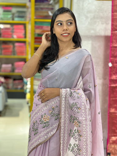 Cross Stitch Embroidery Silky Kota Saree | DVS233