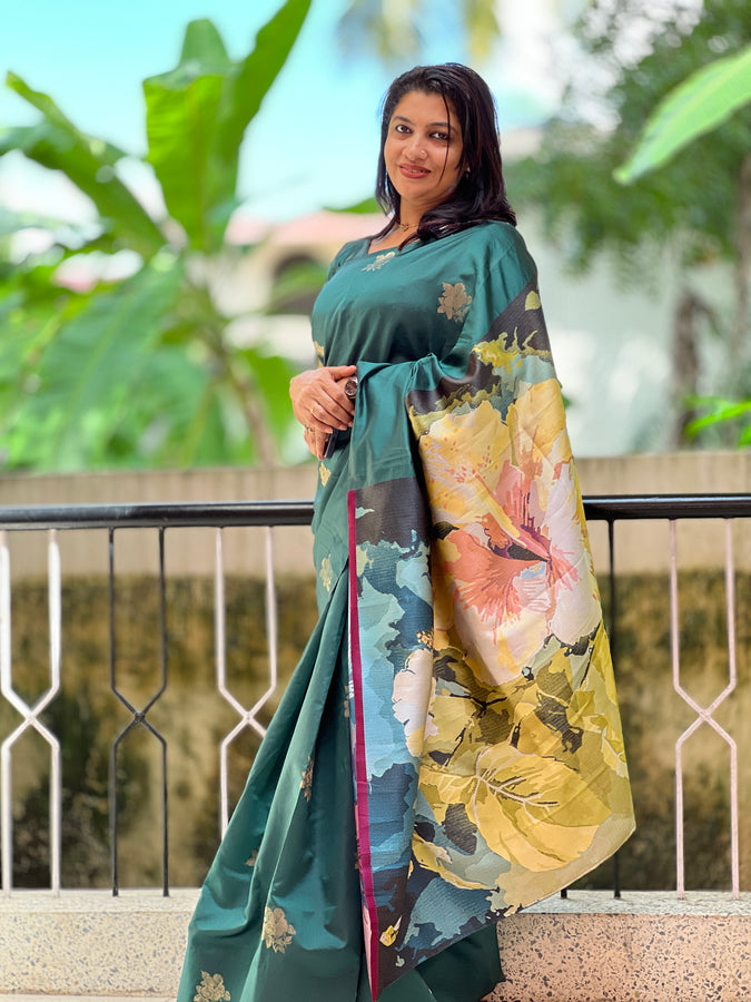 Floral Weaving Semi Silk Saree | KF108