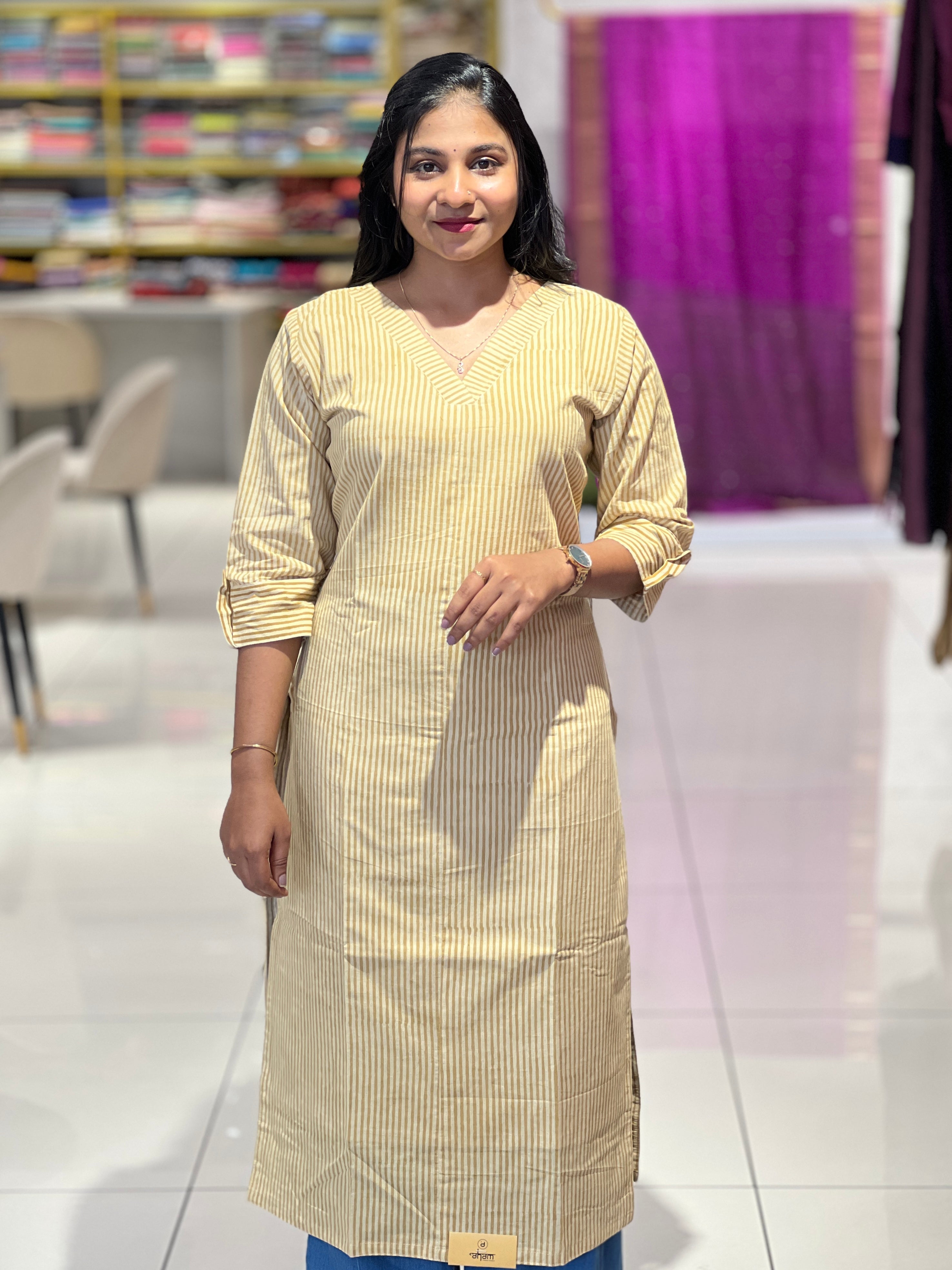 Stripes Pattern Cotton Kurta | RMLA162